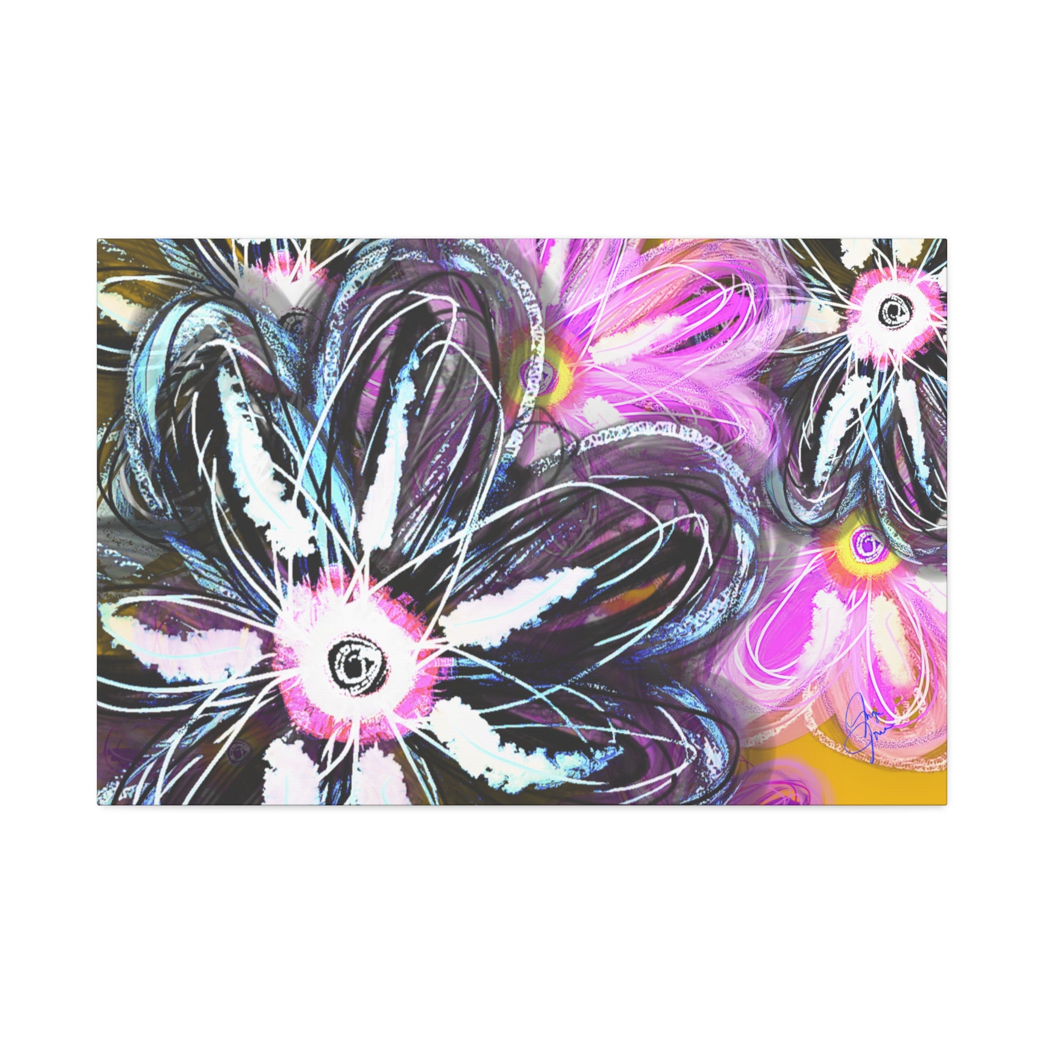 Floral Neon Abstract Canvas