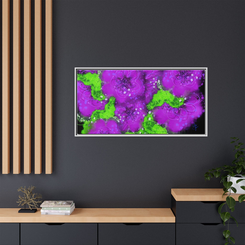 Framed Floral Canvas Print — Matte Multi-Color Blooms Wall Art