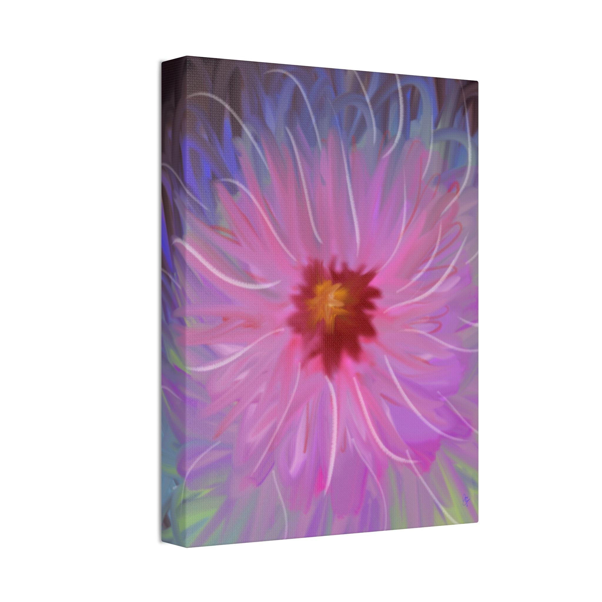 Pink Dahlia Floral Canvas Print — Stretched 1.5" Wall Art
