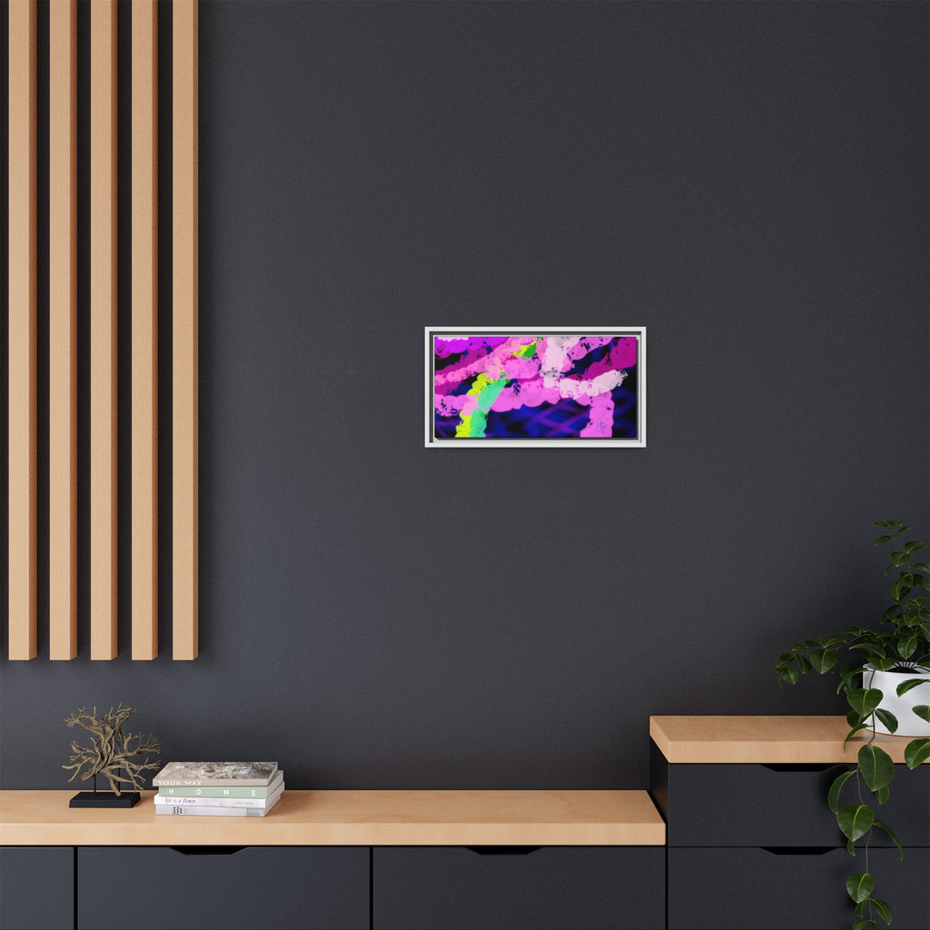 Framed Matte Canvas - Neon Rose Abstract Wall Art