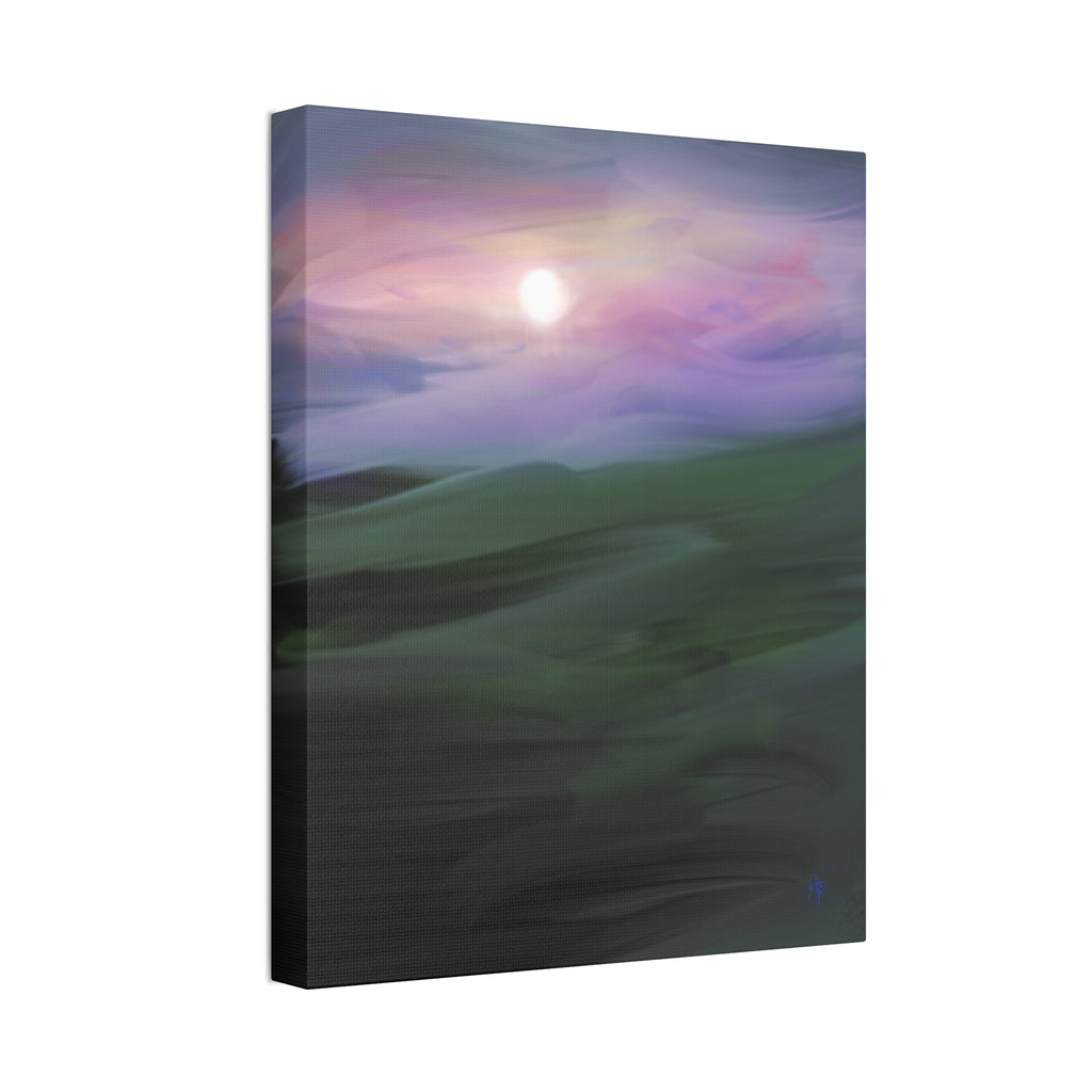 Sunrise Mist Landscape Canvas Print — Serene Pastel Wall Art