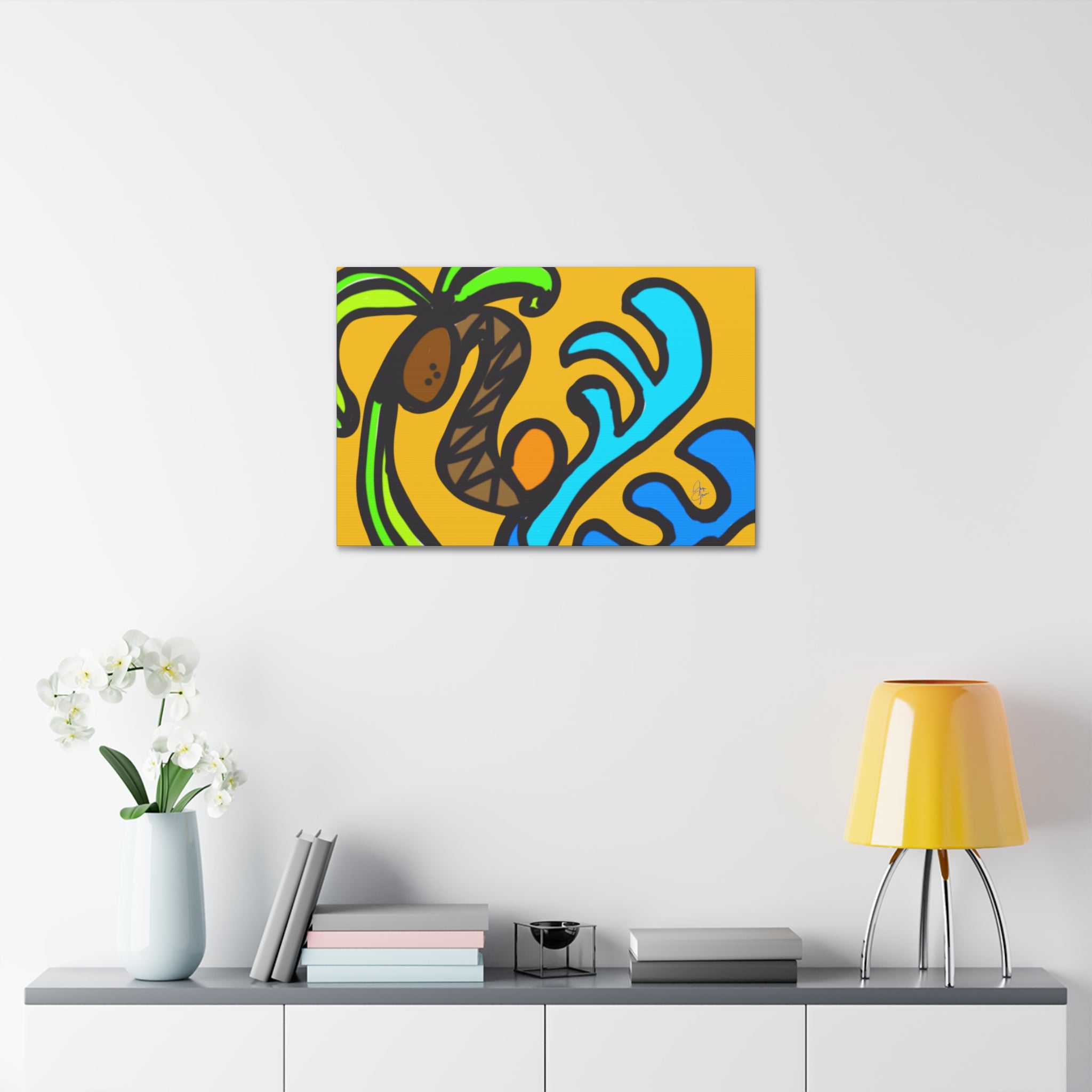 Stained Glass Beach Canvas — Whimsical Seaside Wall Art