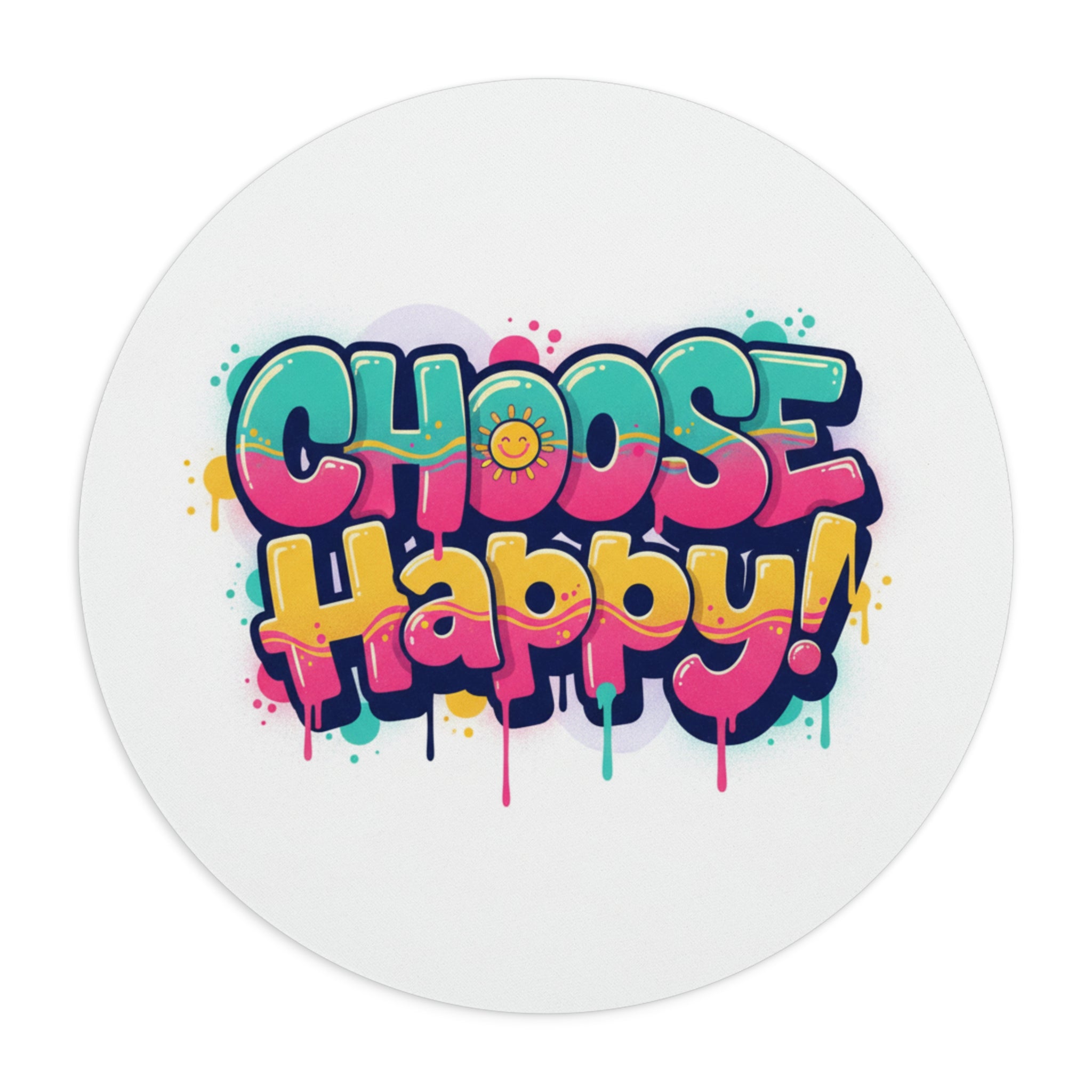 Choose Happy! Colorful Graffiti Mouse Pad — Motivational Desk Accessory