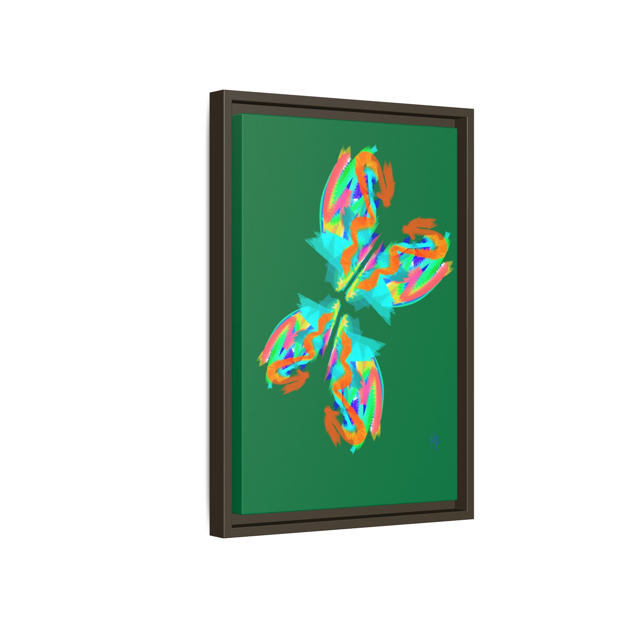 Framed Matte Canvas — Neon Abstract Butterfly Wall Art