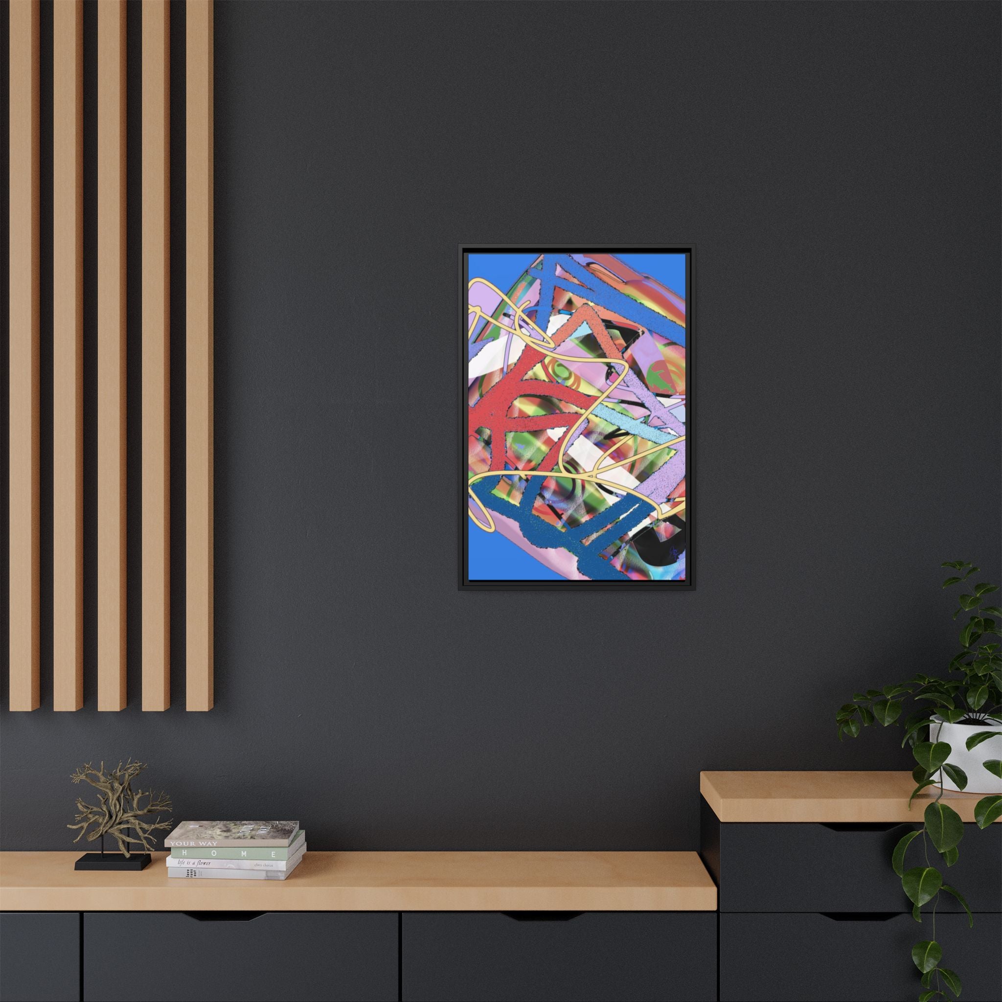 Abstract Multi‑Color Framed Canvas Art – Vibrant Modern Wall Decor