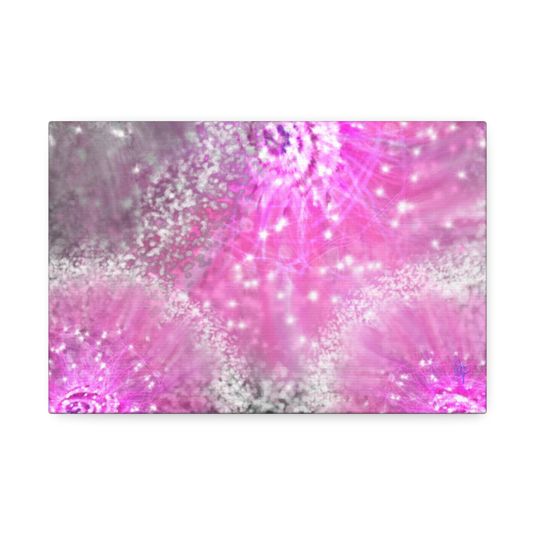 Pink Sparkle Floral Canvas Print — Abstract Dandelion Wall Art (Stretched 1.5")