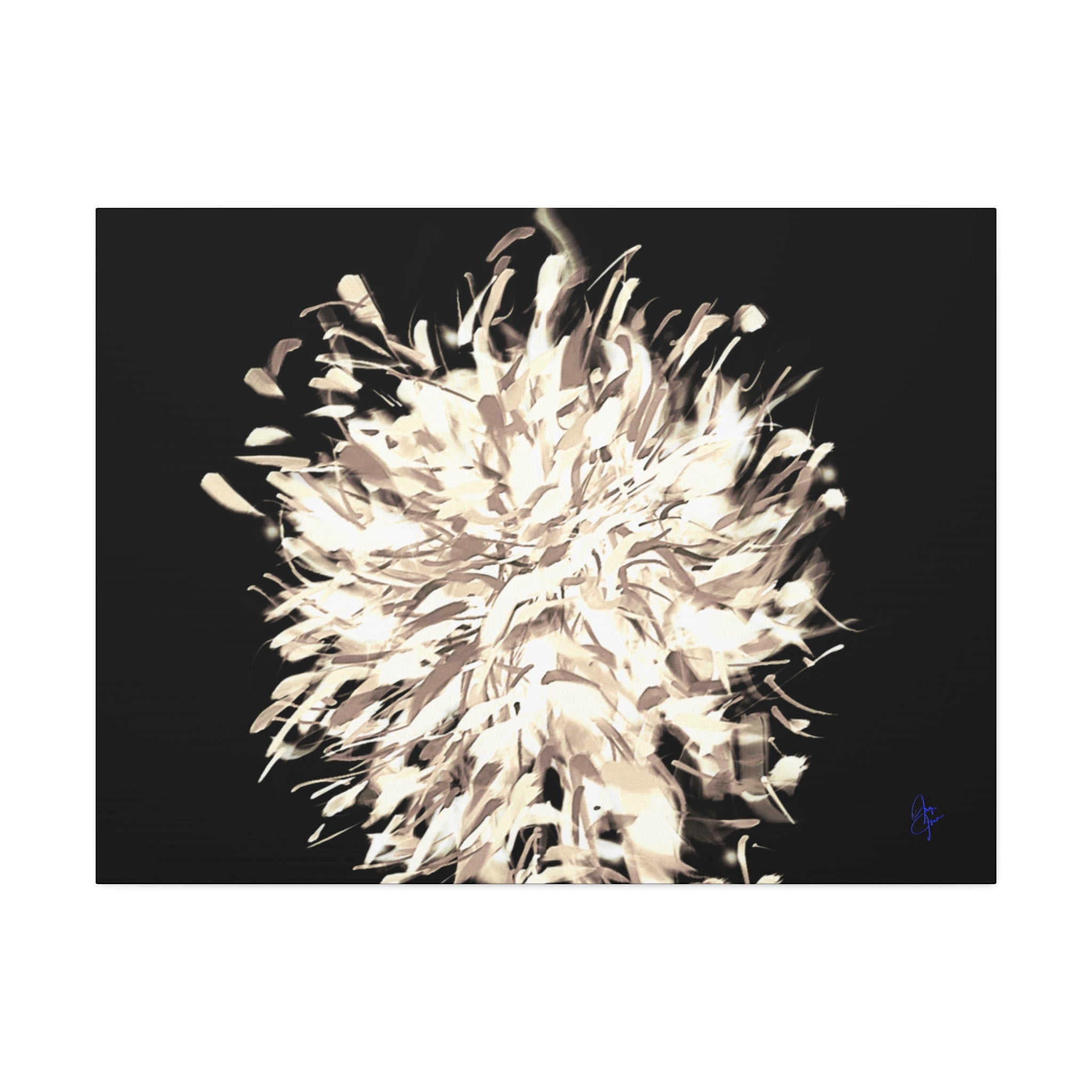 Abstract Floral Canvas Print – Neutral Burst Wall Art, Stretched 1.5"