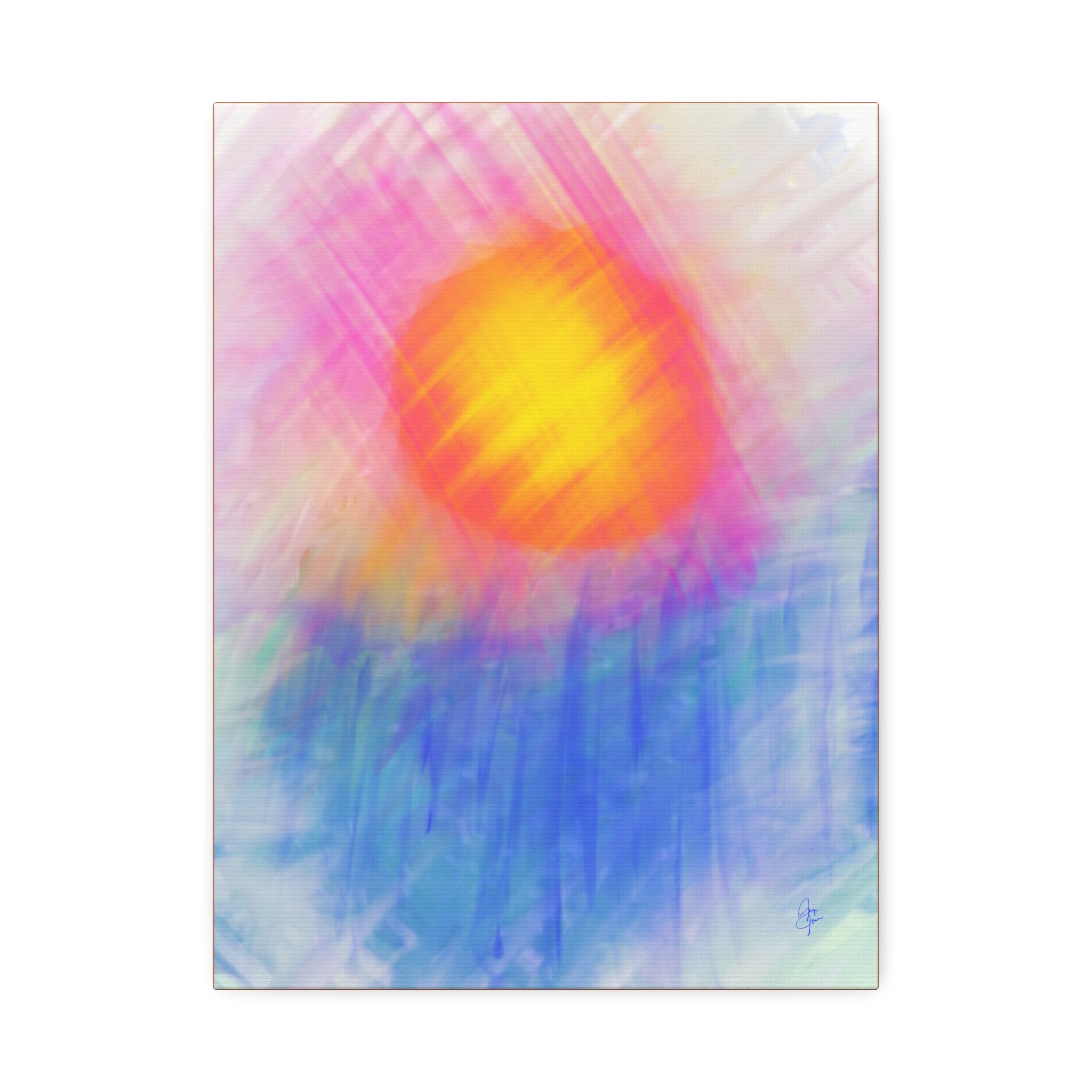 Abstract Sunrise Canvas Art - Vibrant Pink & Orange Sun Stretched Canvas