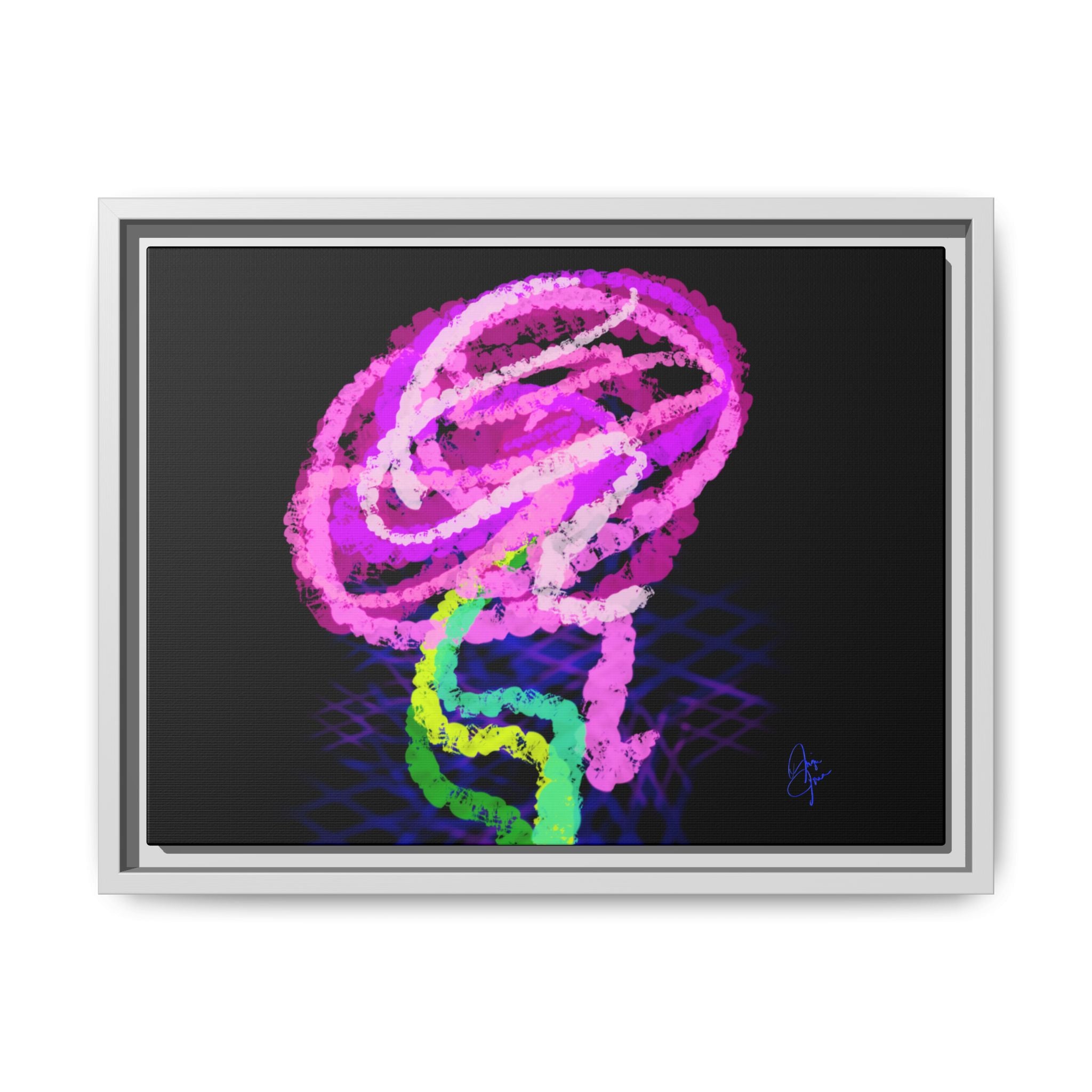 Framed Matte Canvas - Neon Rose Abstract Wall Art