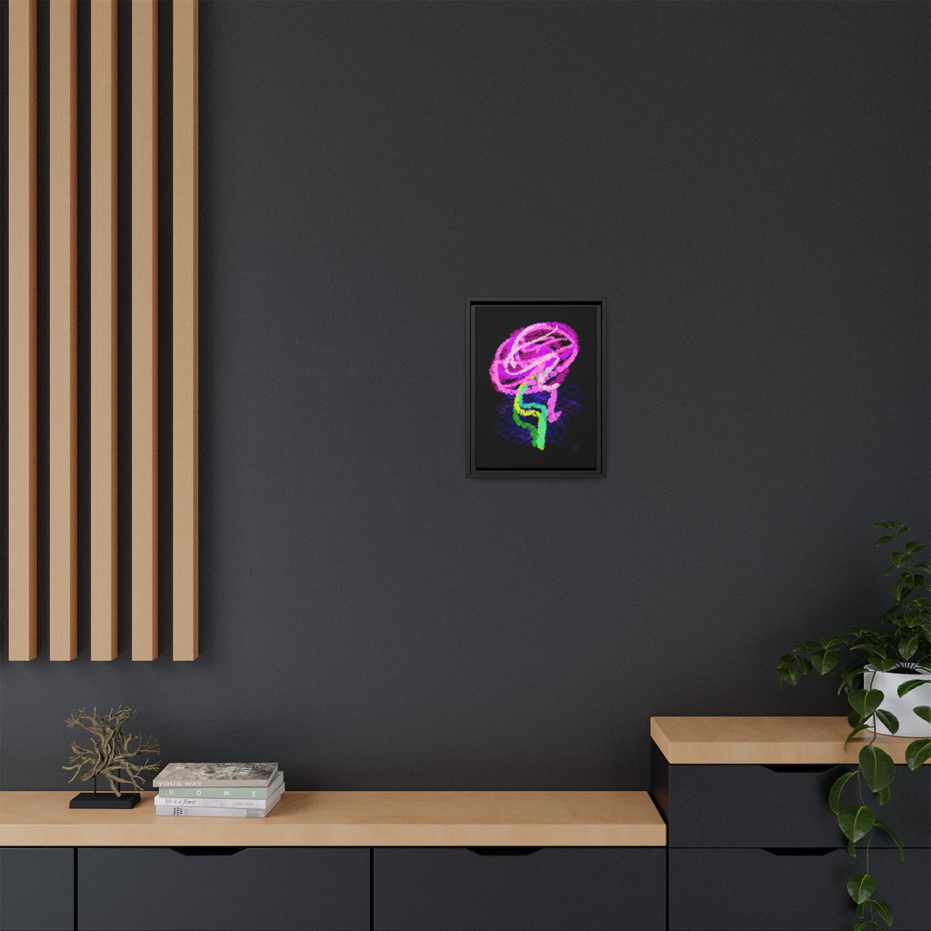Framed Matte Canvas - Neon Rose Abstract Wall Art