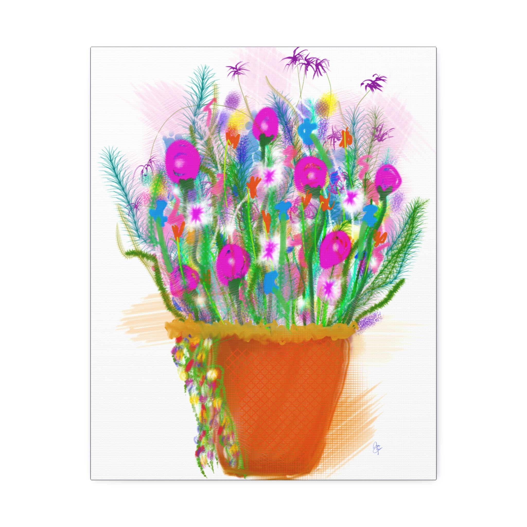 Flowers Brighten Your Day.  Stretched Canvas Wall Art — 1.5" Depth