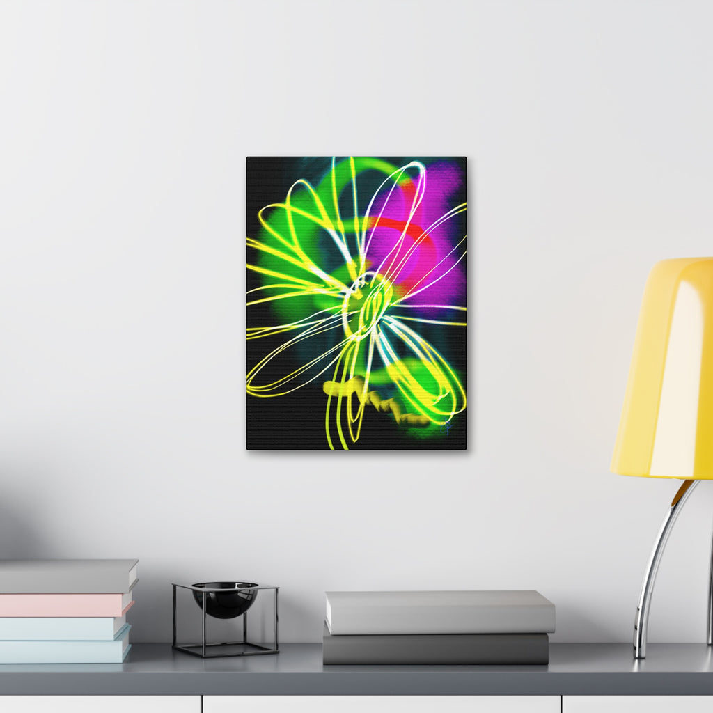Neon Bloom Canvas Print — Abstract Floral Wall Art (Stretched 1.5")