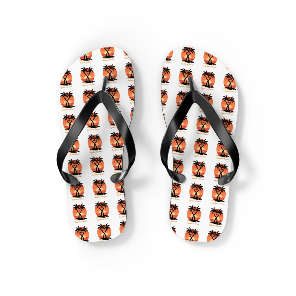 Palm Tree Sunset Flip Flops – Tropical Beach Pattern Sandals