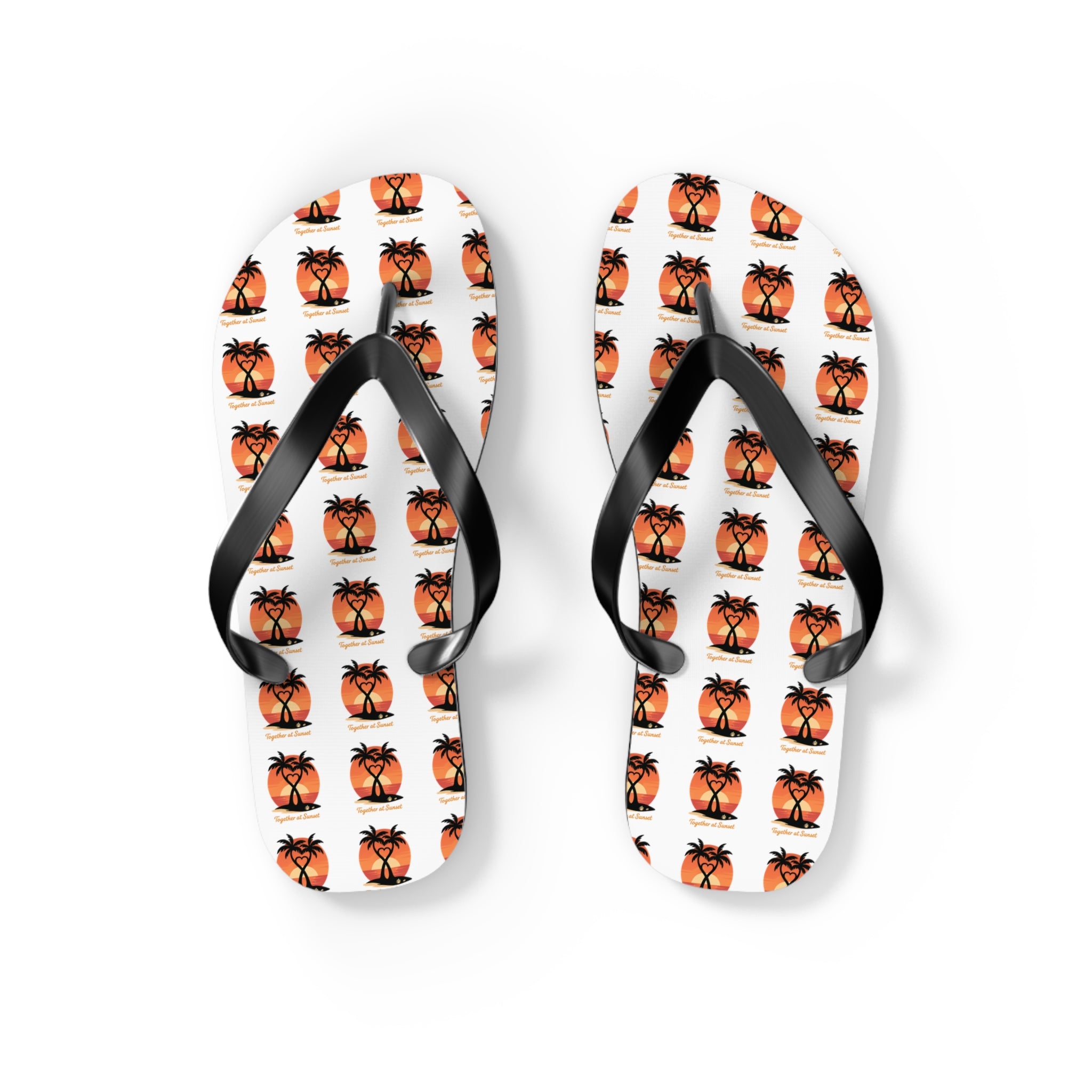 Palm Tree Sunset Flip Flops – Tropical Beach Pattern Sandals