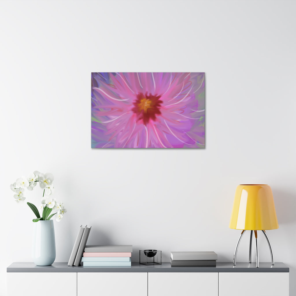 Pink Dahlia Floral Canvas Print — Stretched 1.5" Wall Art