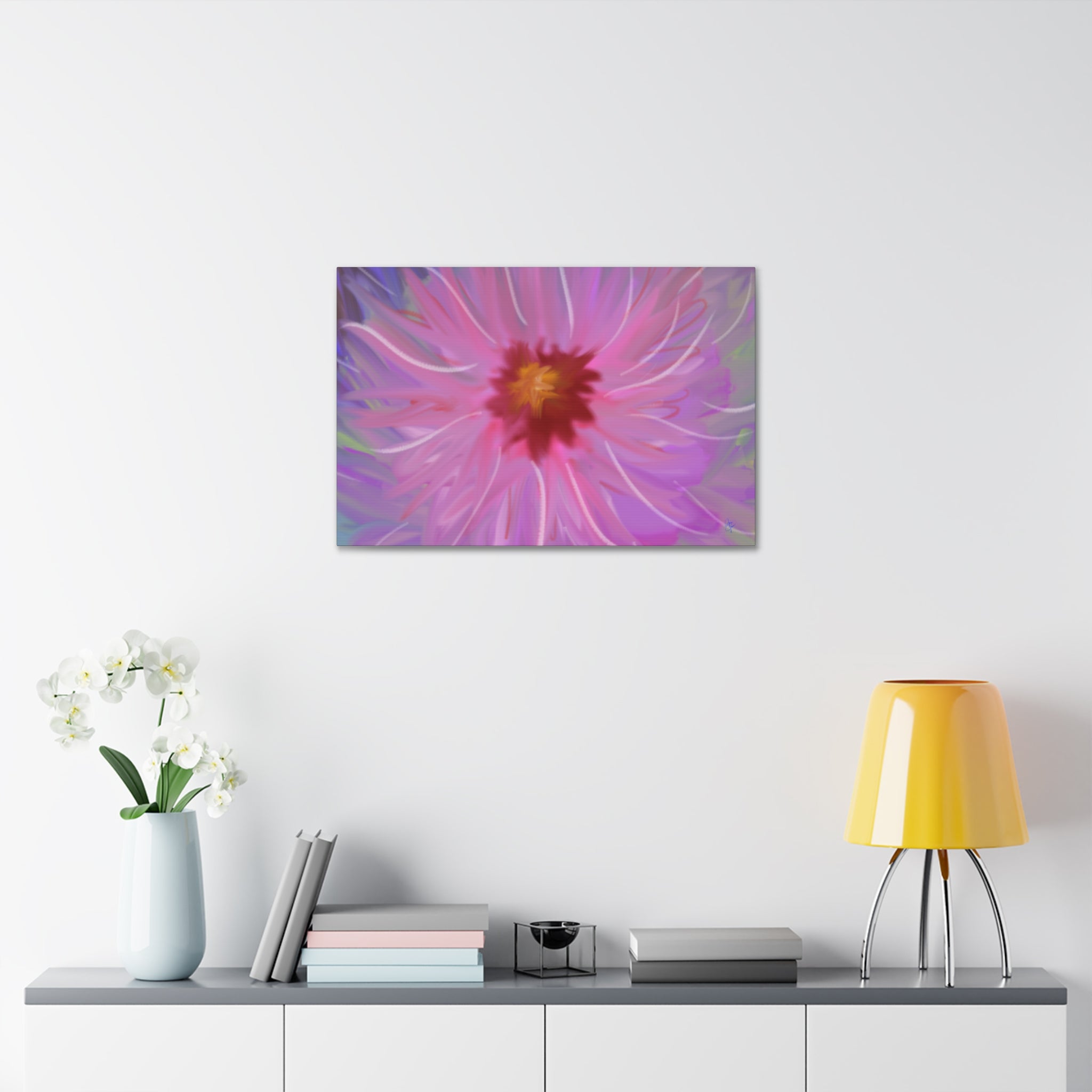 Pink Dahlia Floral Canvas Print — Stretched 1.5" Wall Art