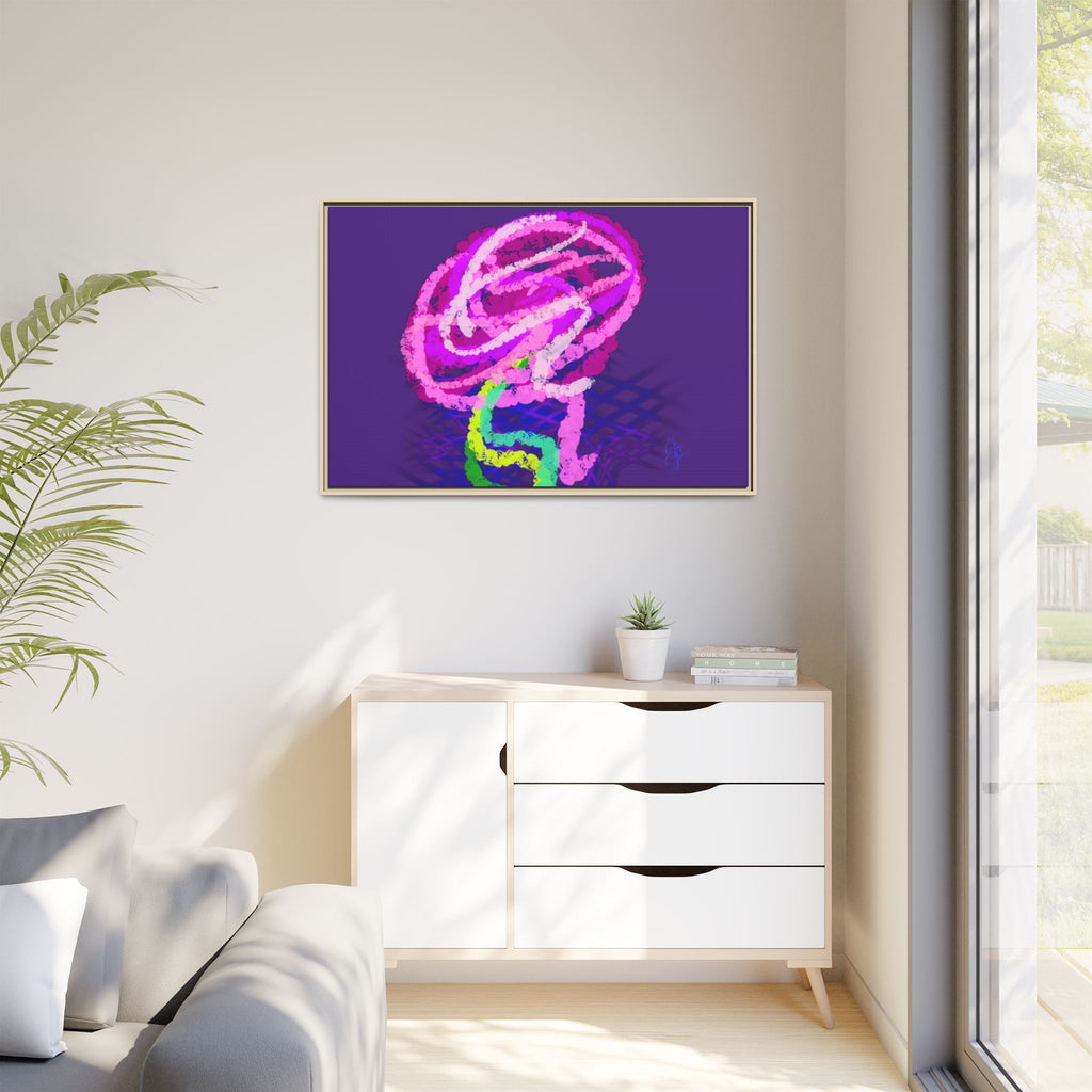 Framed Matte Canvas - Neon Rose Abstract Wall Art