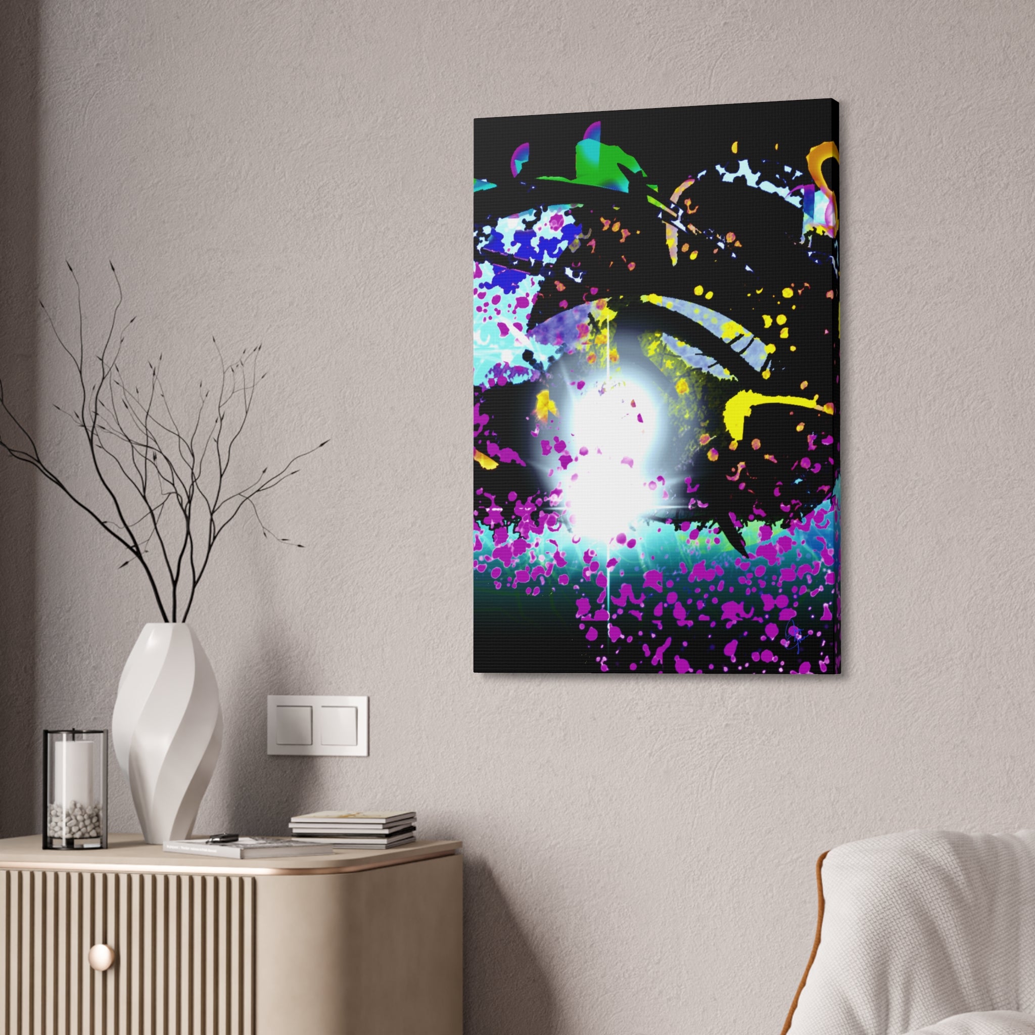 Abstract Neon Splash Canvas Print — Vibrant Galaxy-Inspired Wall Art (Stretched 1.5")