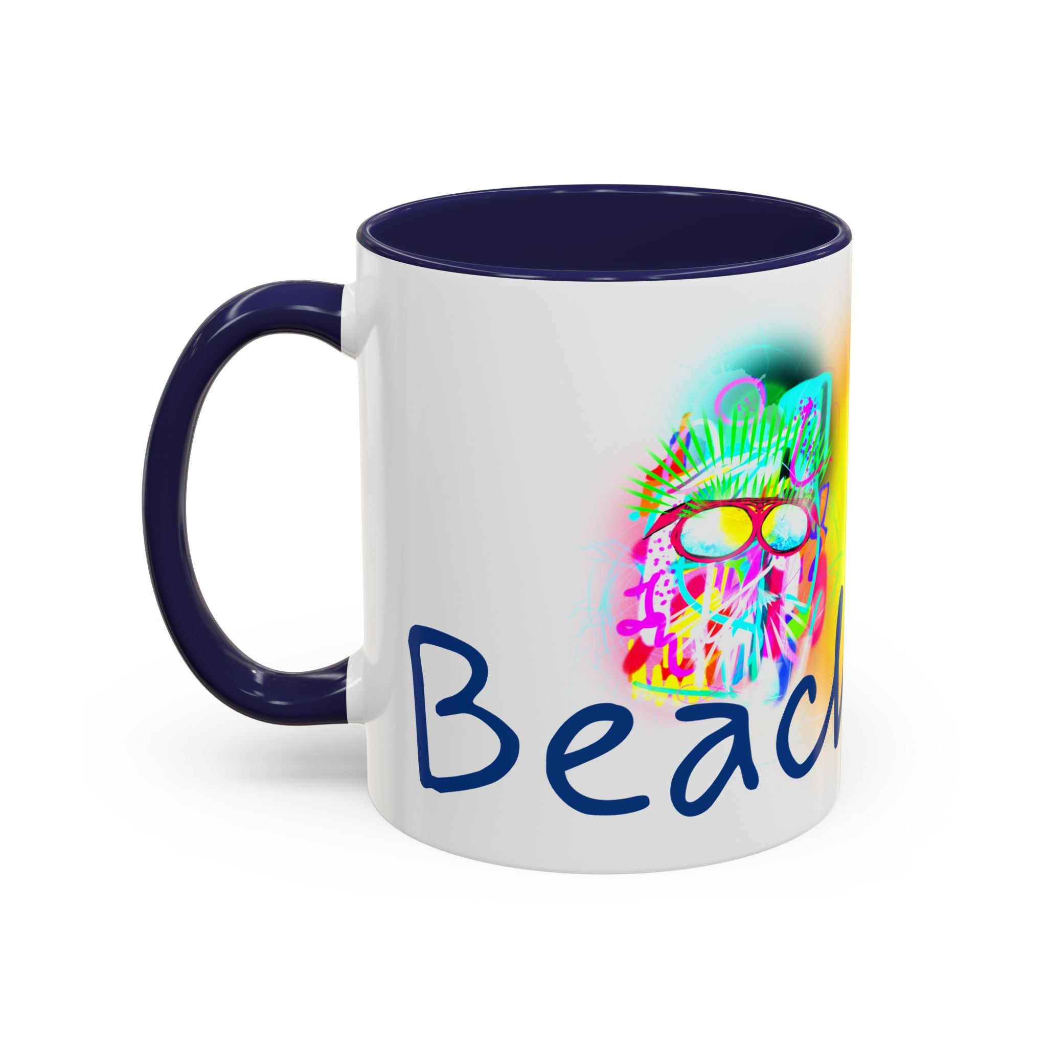 Beach Bum Coffee Mug — Colorful Retro Skull Design (11/15oz)