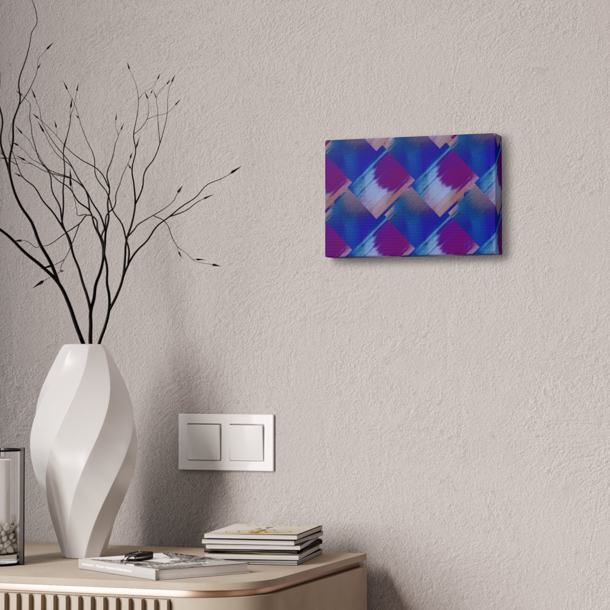 Abstract Diamond Wave Canvas Print — Blue & Purple Geometric Wall Art
