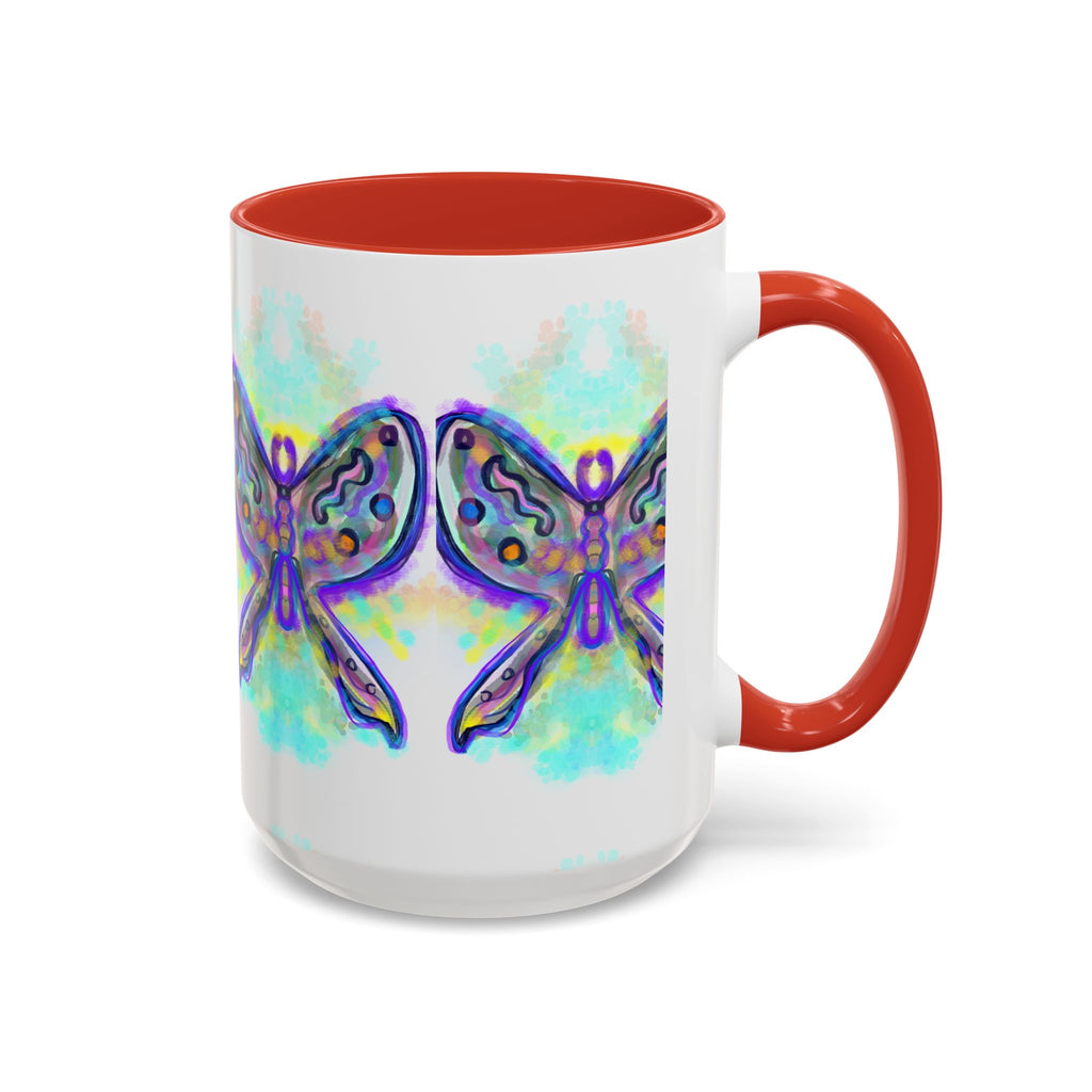 Butterfly Accent Coffee Mug — Colorful Watercolor Butterfly Design (11/15oz)