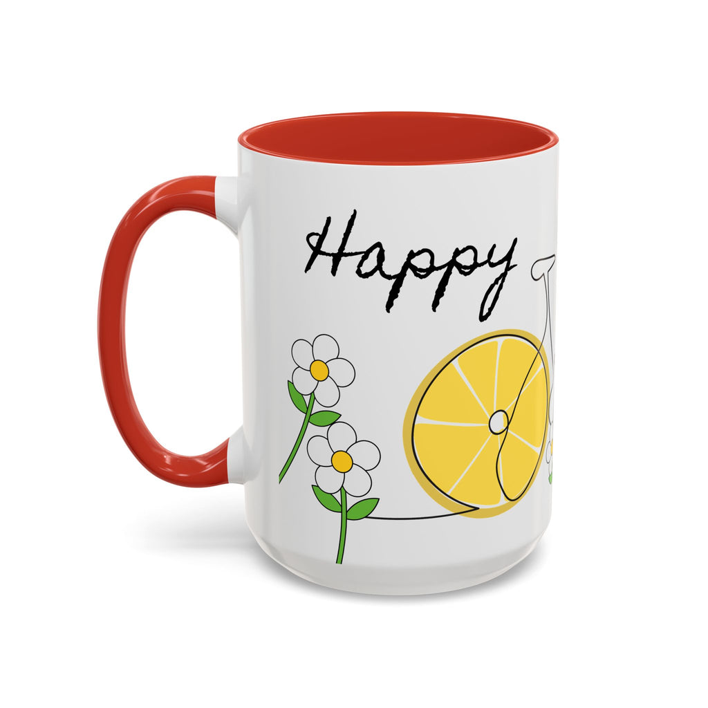 Lemon Bike Coffee Mug — 'Happy Day' Accent Ceramic Mug (11/15oz)
