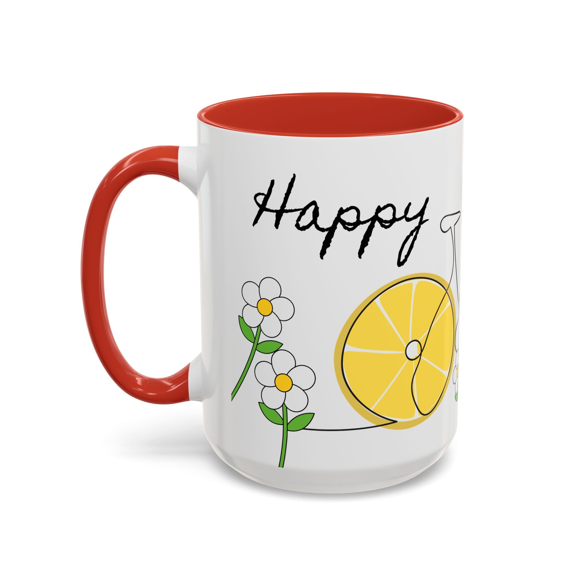 Lemon Bike Coffee Mug — 'Happy Day' Accent Ceramic Mug (11/15oz)