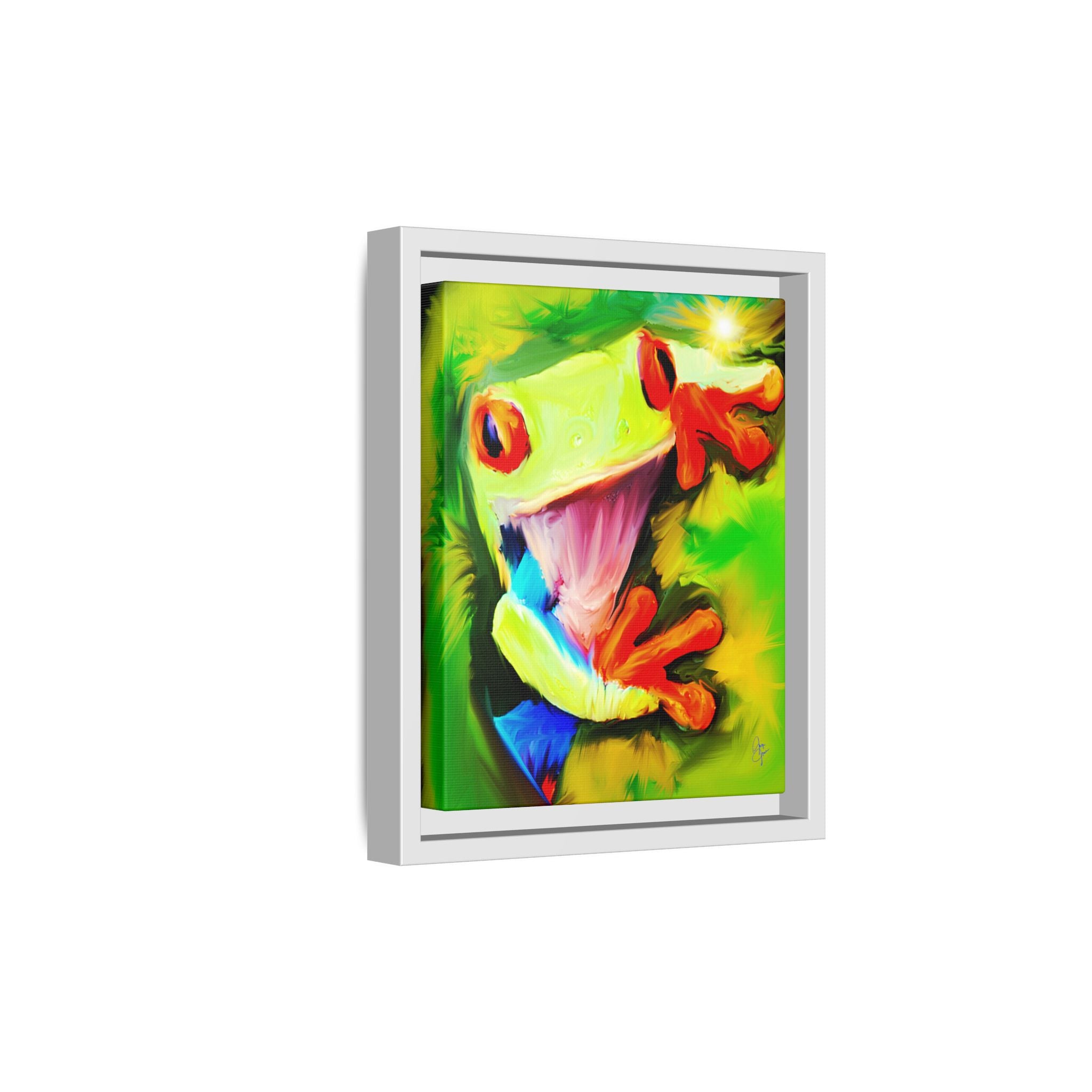 Colorful Tree Frog Matte Canvas Print — Framed Tropical Wall Art