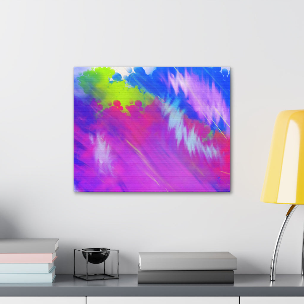Abstract Neon Tie-Dye Canvas Print — Vibrant Rainbow Wall Art (Stretched 1.5")