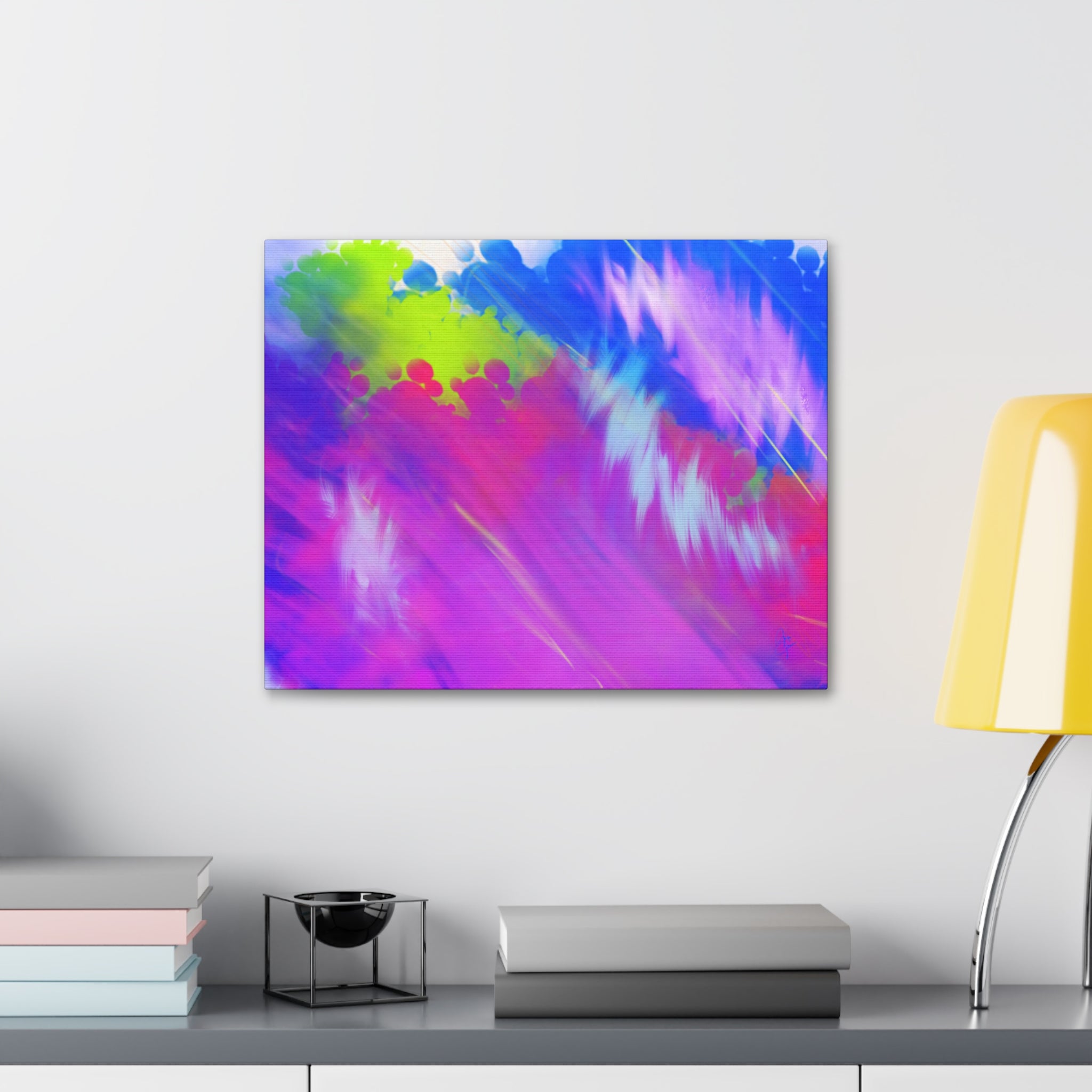 Abstract Neon Tie-Dye Canvas Print — Vibrant Rainbow Wall Art (Stretched 1.5")