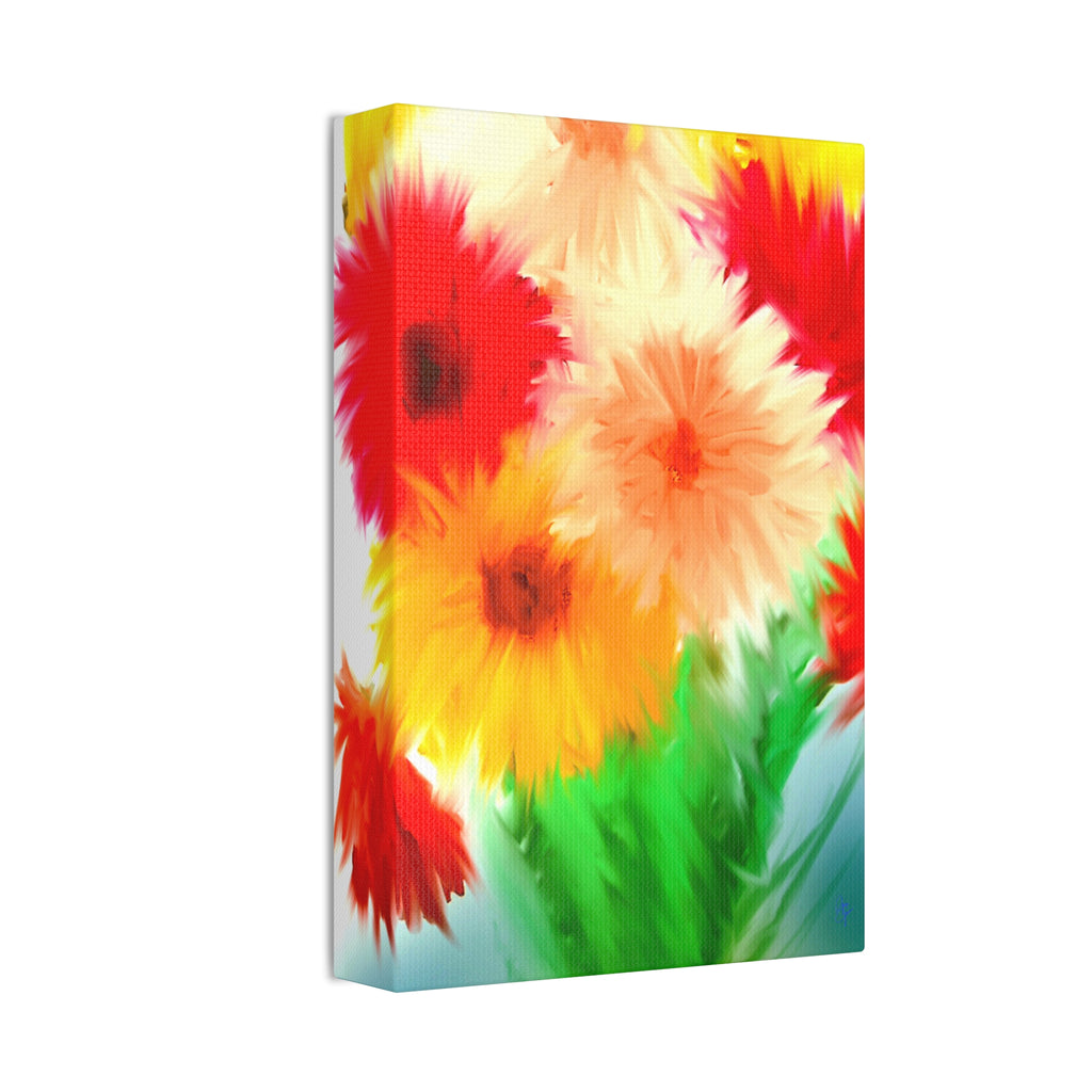 Bright Floral Abstract Canvas Wall Art — Stretched 1.5"