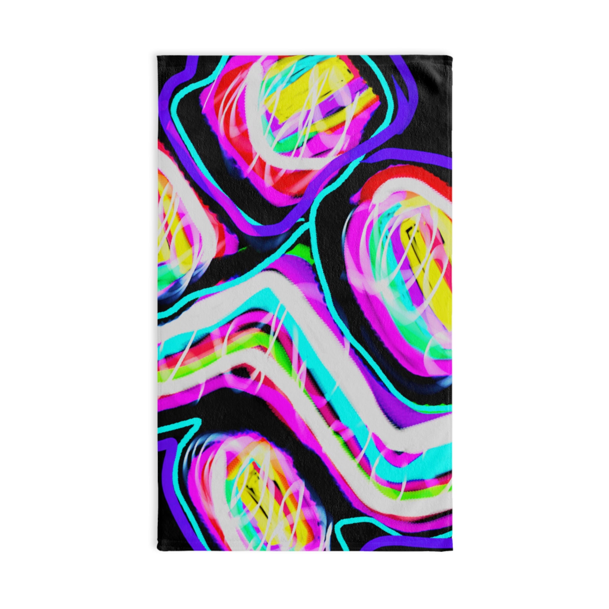 Abstract Neon Geode Hand Towel — Vibrant Psychedelic Bathroom Accent