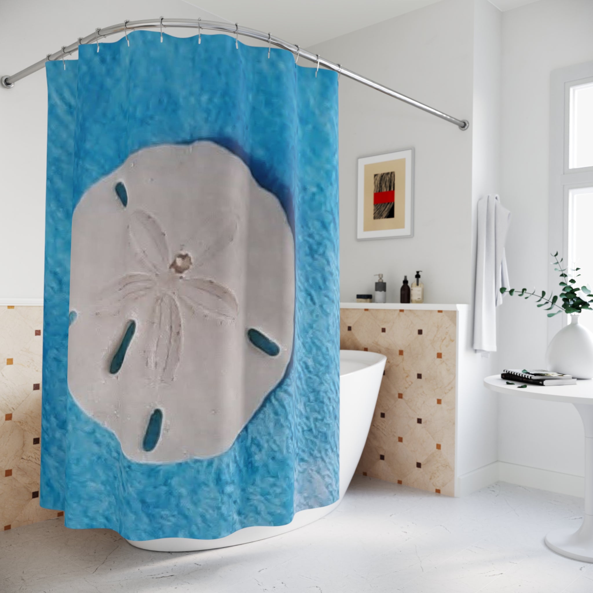 Coastal Sand Dollar Shower Curtain - Beach Decor for Nautical Bathrooms