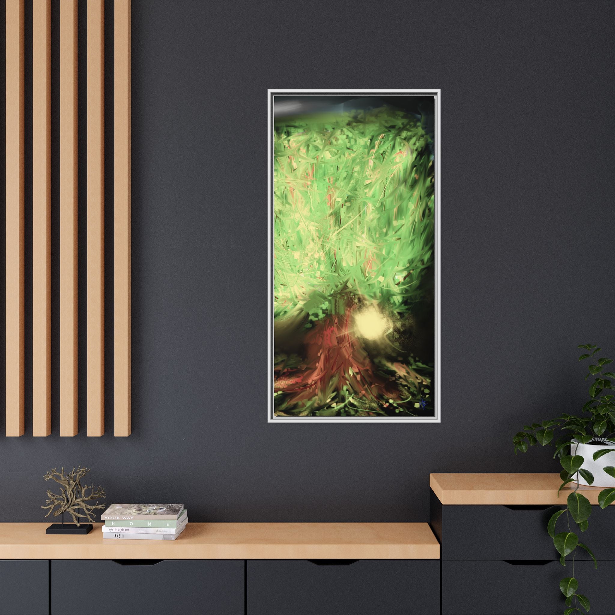 Sunset Tree Matte Canvas Framed Wall Art