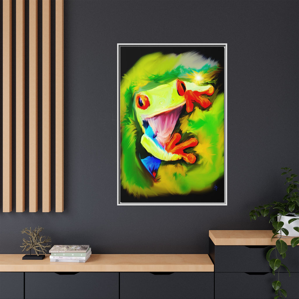 Colorful Tree Frog Matte Canvas Print — Framed Tropical Wall Art