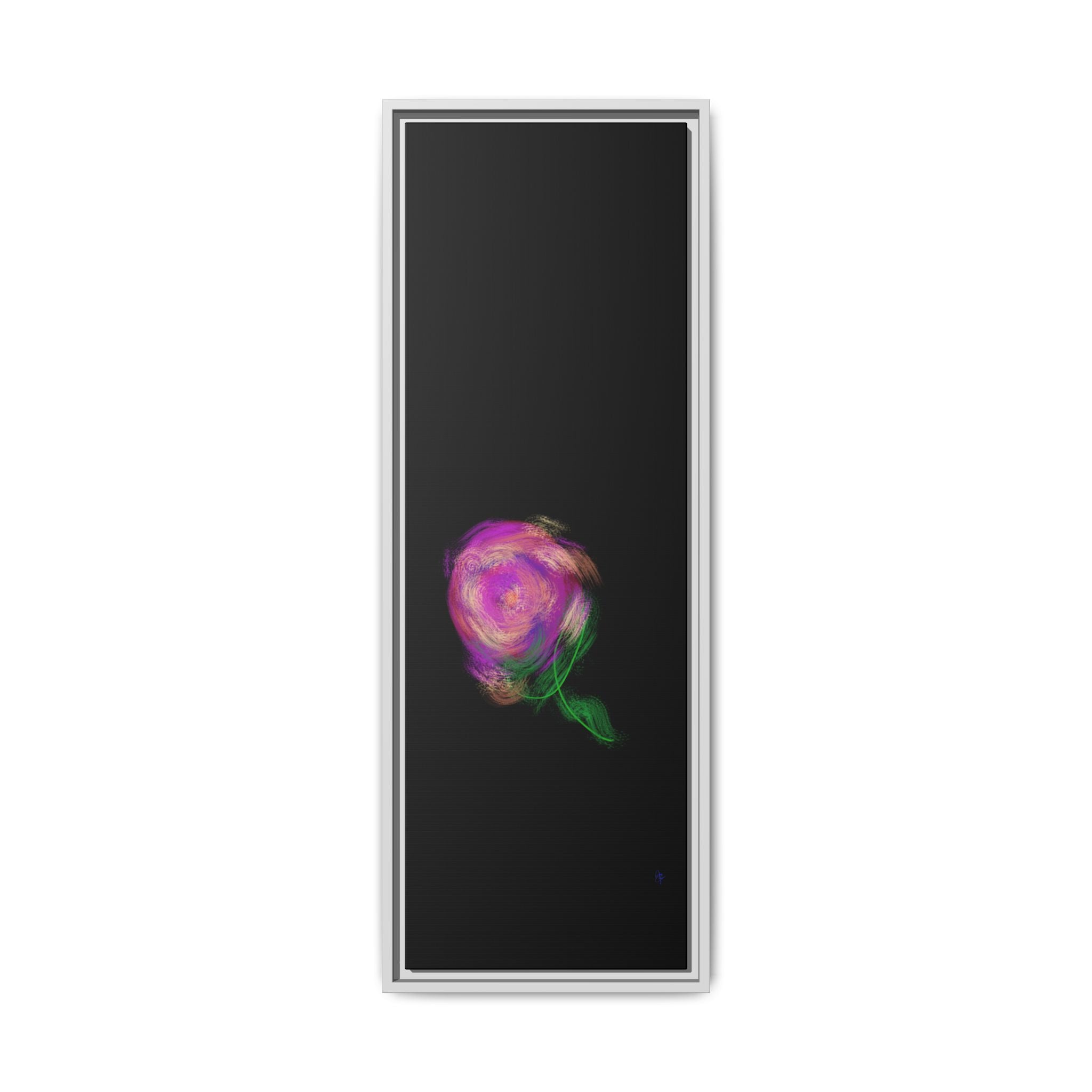 Abstract Rose Swirl Matte Framed Canvas — Multicolor Floral Wall Art