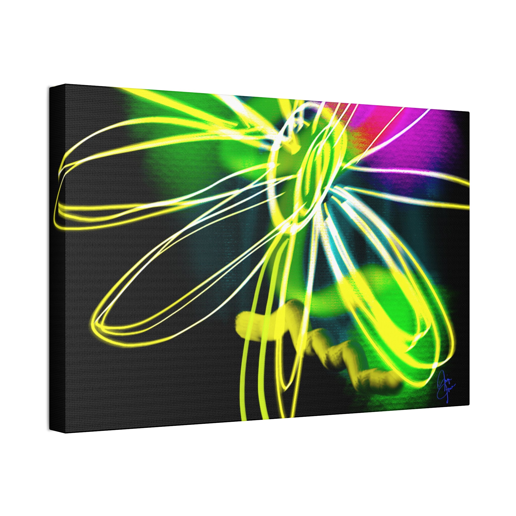 Neon Bloom Canvas Print — Abstract Floral Wall Art (Stretched 1.5")
