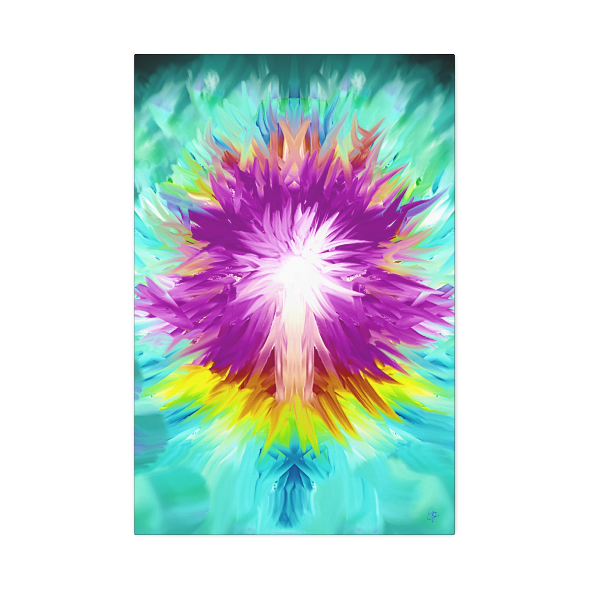 Abstract Radiant Burst Canvas - Vibrant Purple Floral Wall Art (Stretched 1.5")