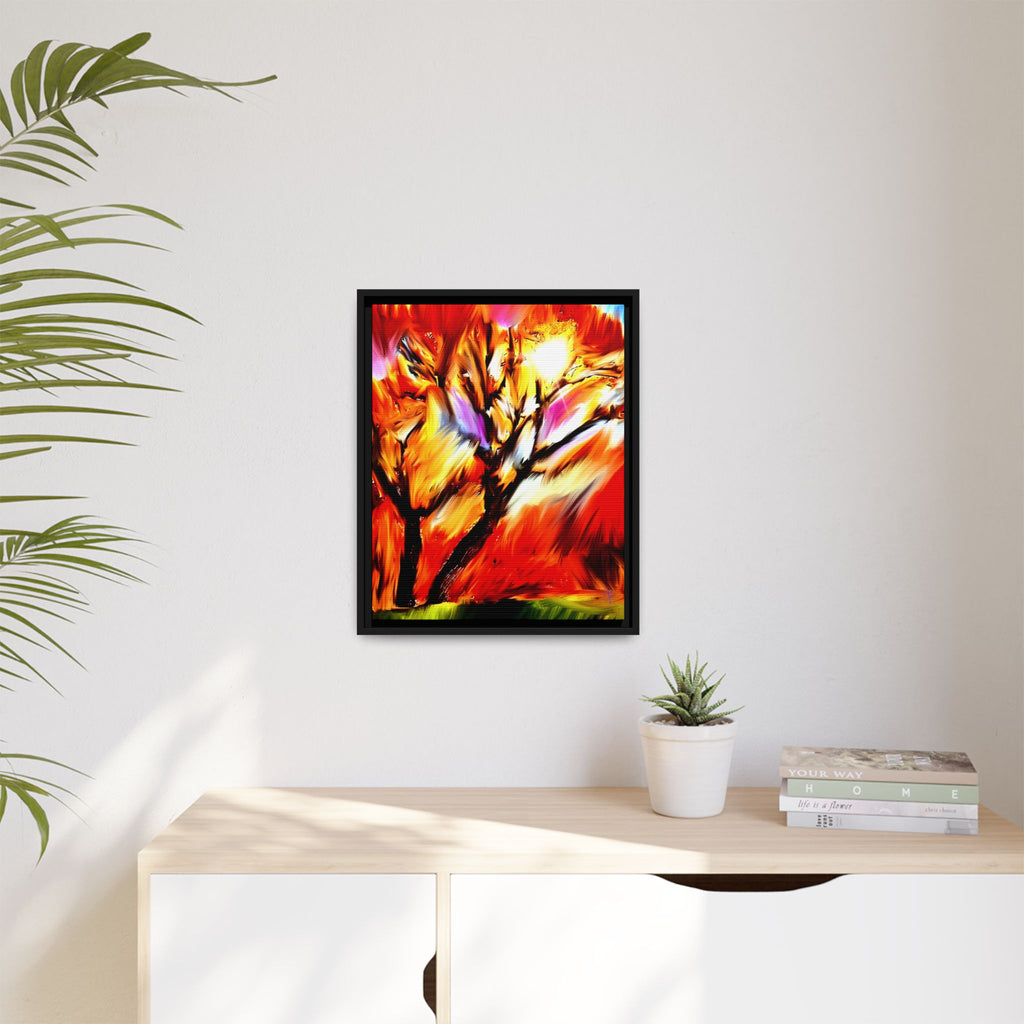 Framed Matte Canvas Print — Vibrant Tree Landscape