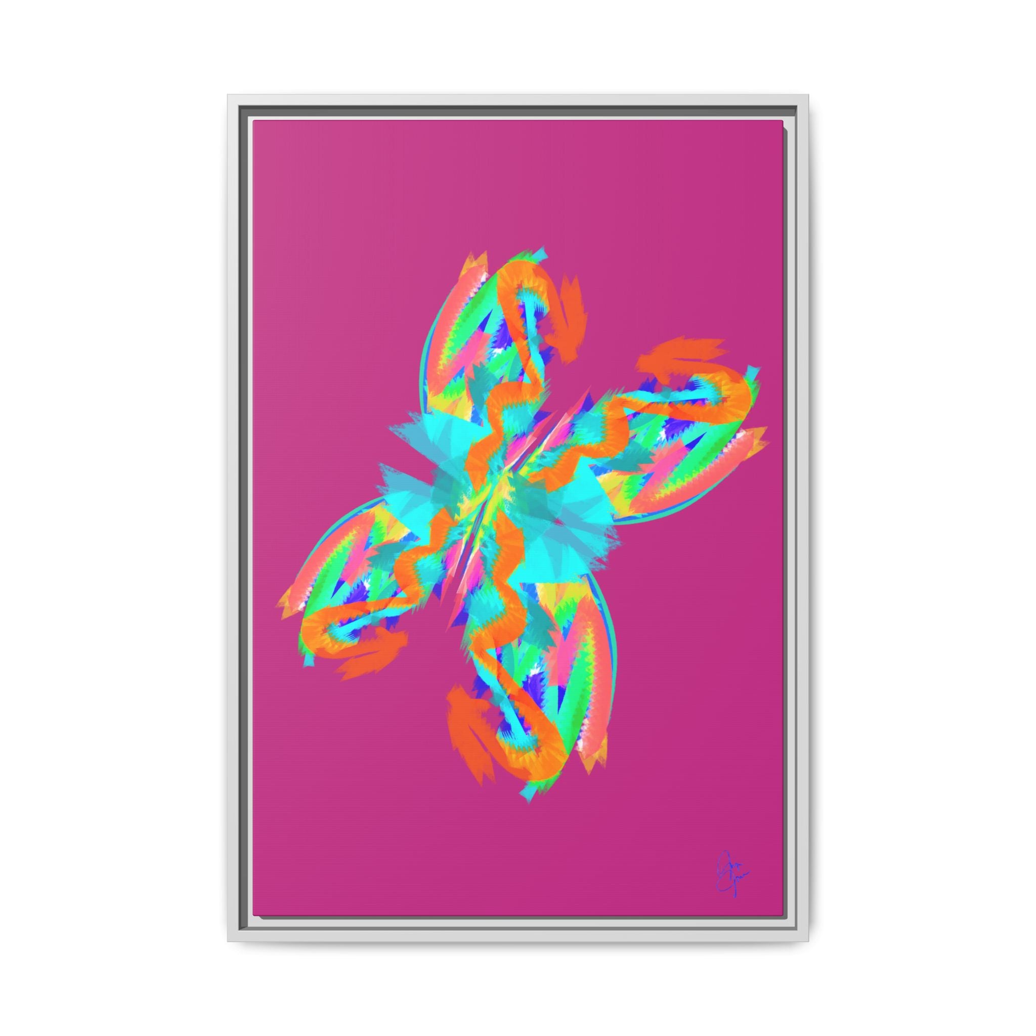 Framed Matte Canvas — Neon Abstract Butterfly Wall Art