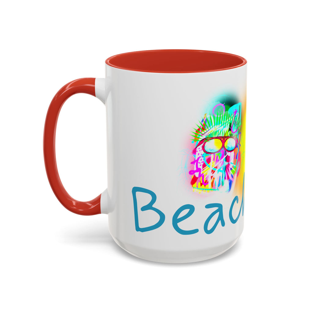 Beach Bum Coffee Mug — Colorful Retro Skull Design (11/15oz)