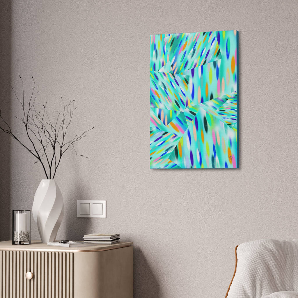 Abstract Aqua Canvas Print — Turquoise Geometric Art on Stretched 1.5" Canvas