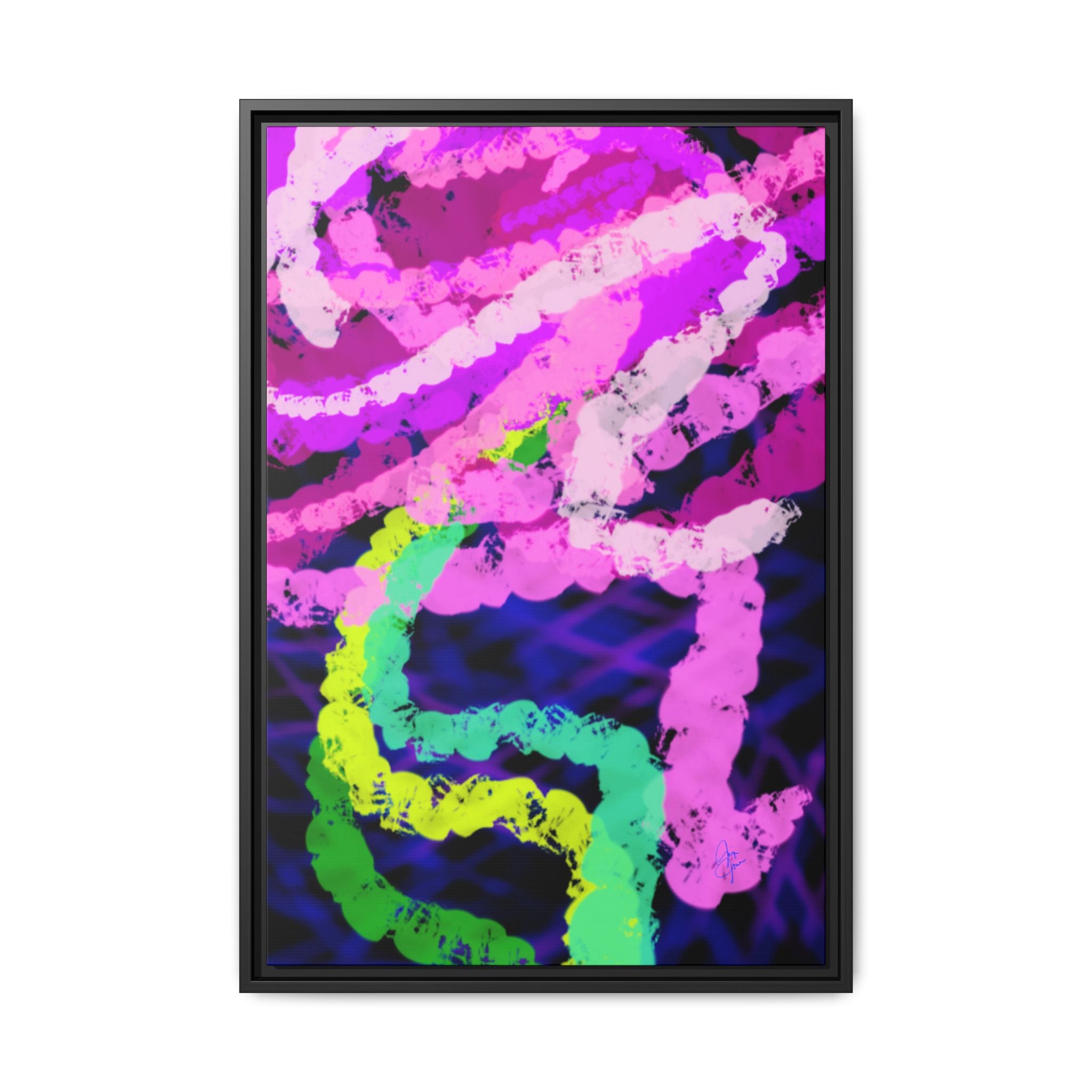 Framed Matte Canvas - Neon Rose Abstract Wall Art