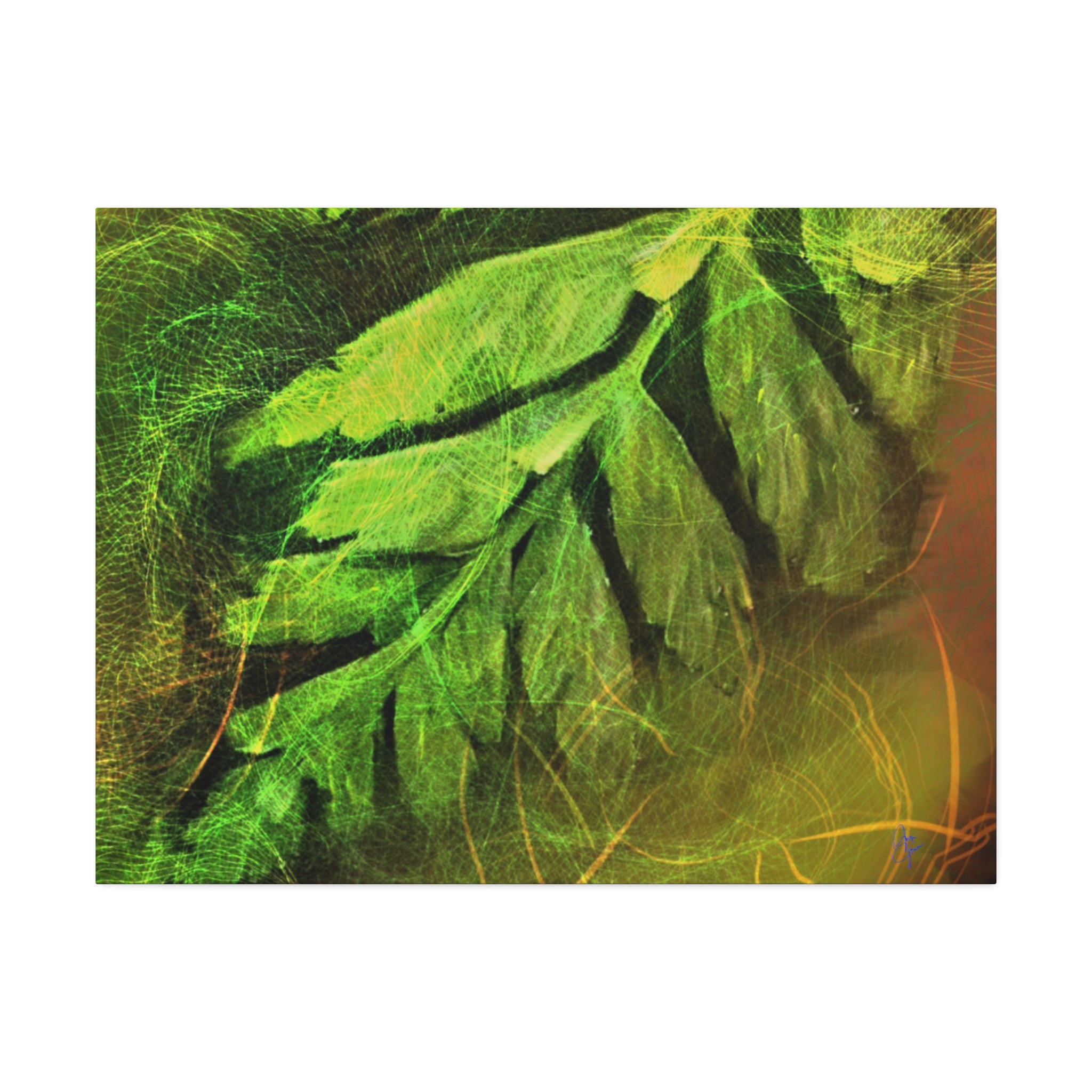 Botanical Leaf Art Canvas — Green Fern Stretched Canvas (1.5" Depth)