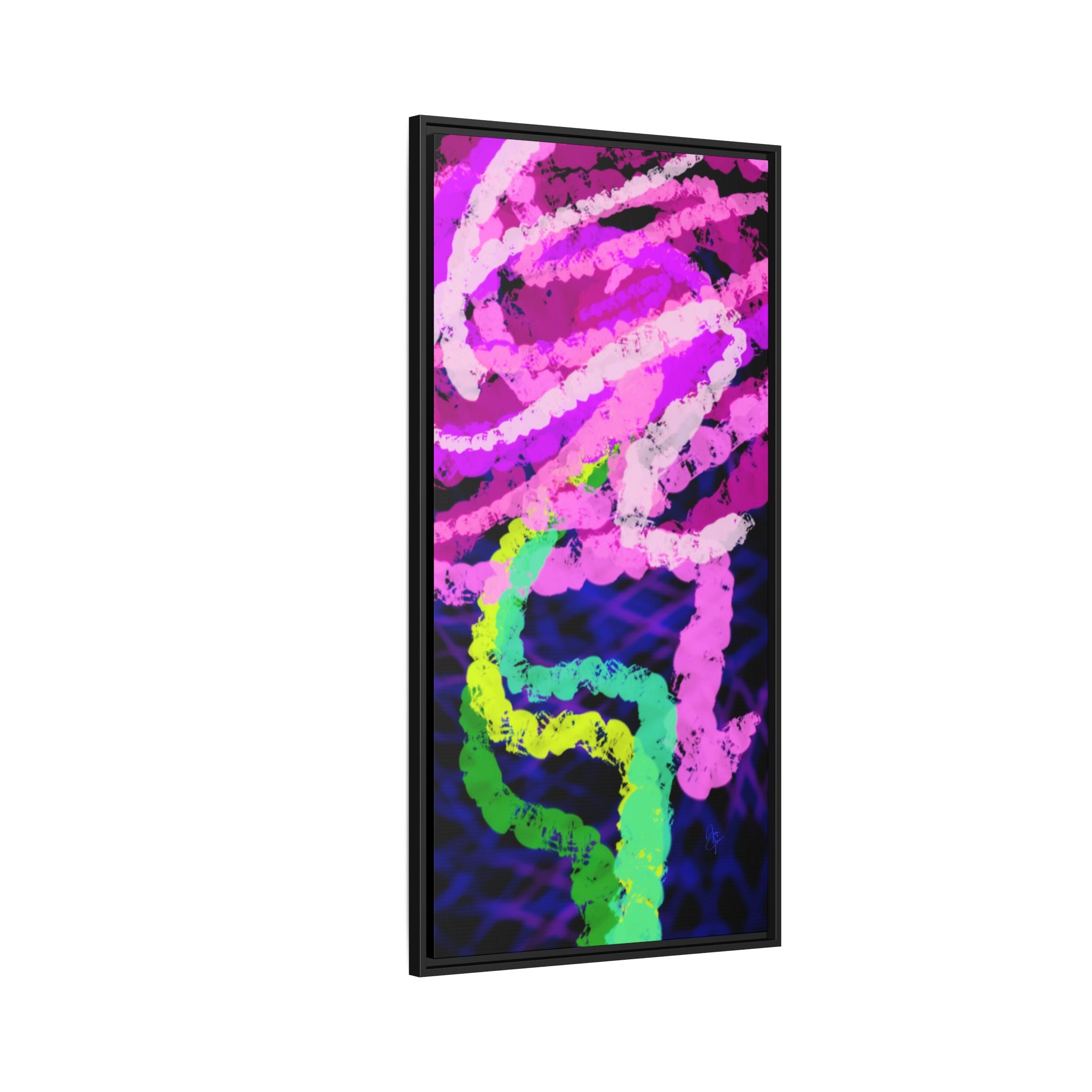 Framed Matte Canvas - Neon Rose Abstract Wall Art
