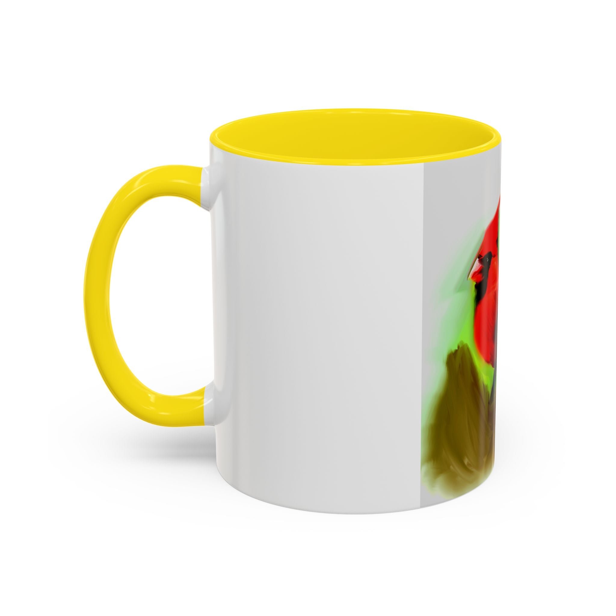 Cardinal Bird Accent Coffee Mug — Red Cardinal Sunrise Art Ceramic Mug (11/15 oz)