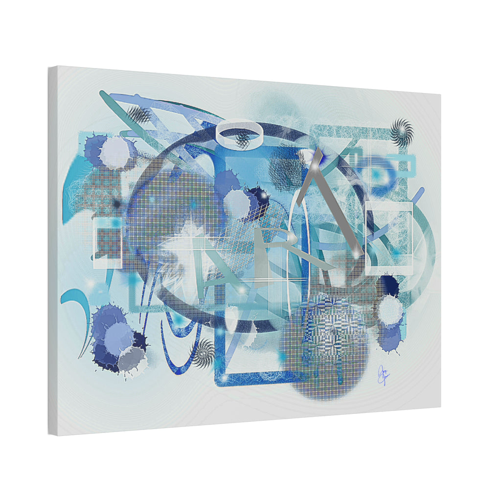 Abstract Blue Ocean Canvas Print – Modern Geometric Wall Art (Stretched 1.5")