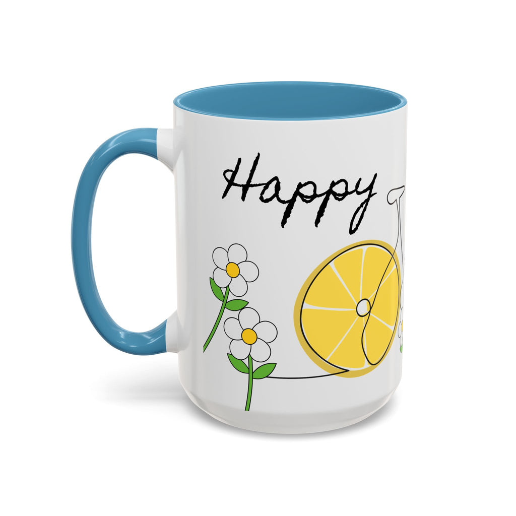 Lemon Bike Coffee Mug — 'Happy Day' Accent Ceramic Mug (11/15oz)