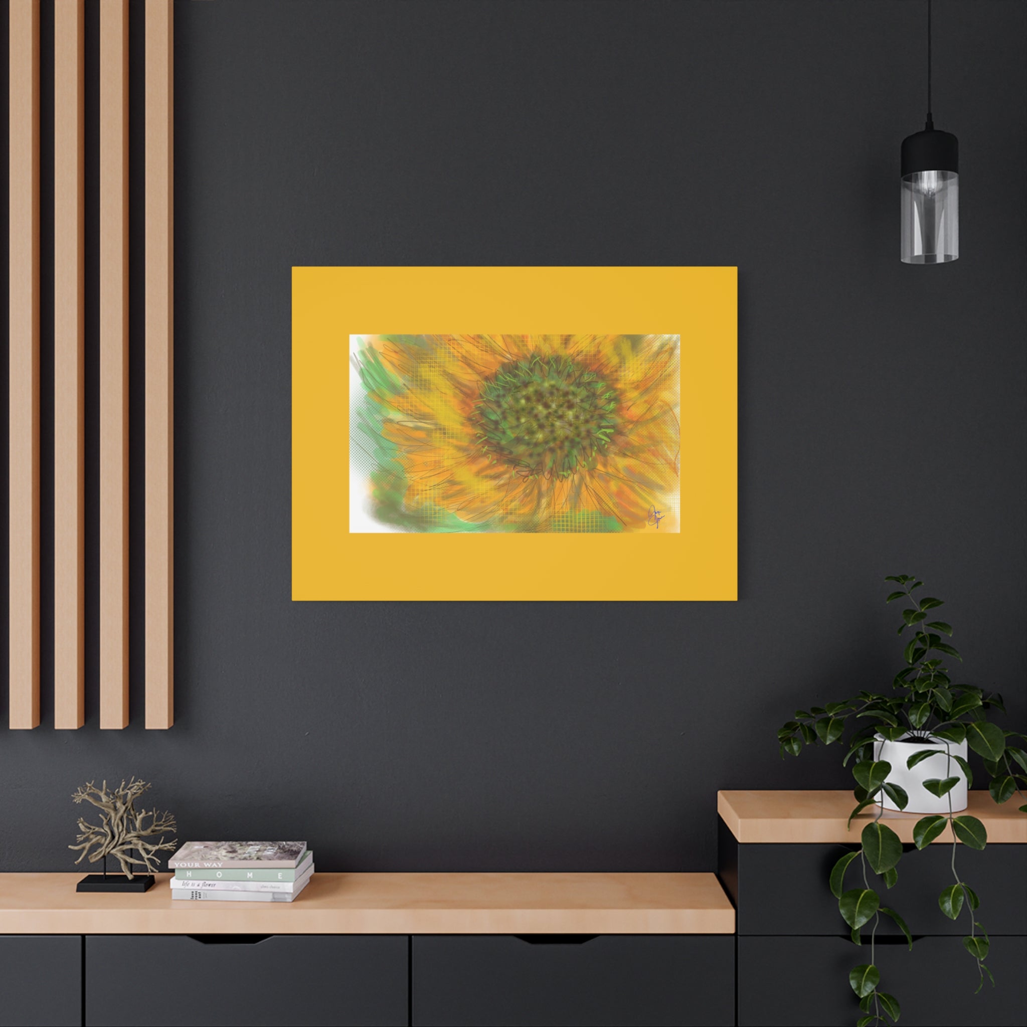 Sunflower Burst Matte Canvas Wall Art — Orange Stretched Canvas Print