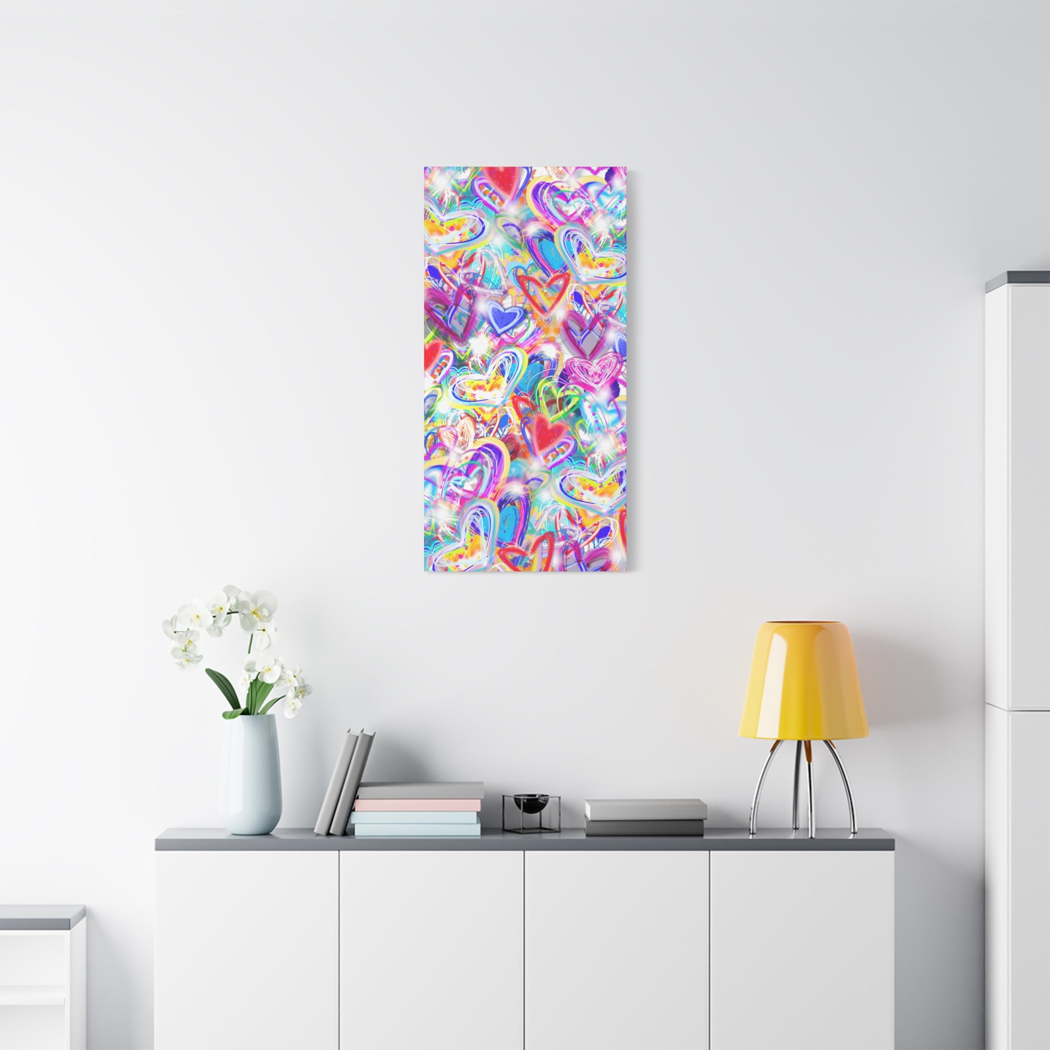 Colorful Heart Graffiti Matte Canvas